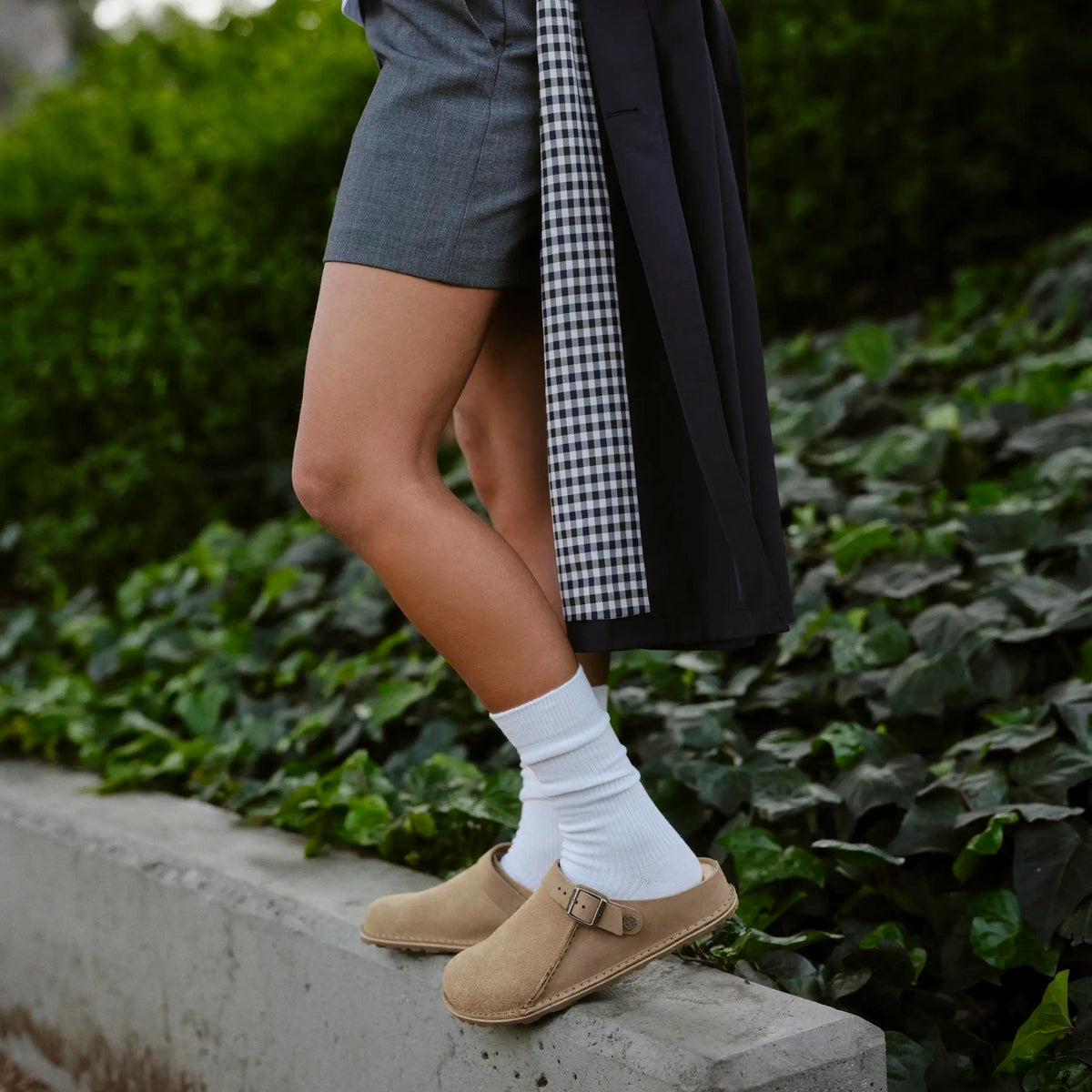 Birkenstock Lutry Shearling Split taupe nubuck/suede sandcastle shearling