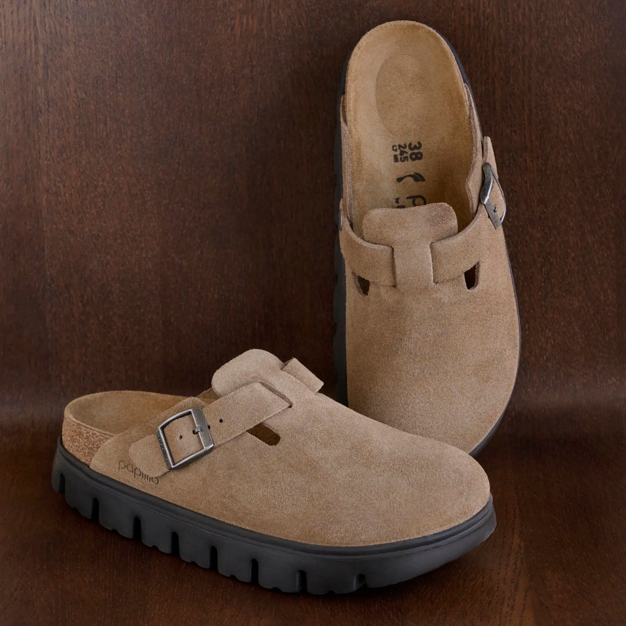 Papillio Boston Chunky gray taupe suede by Birkenstock