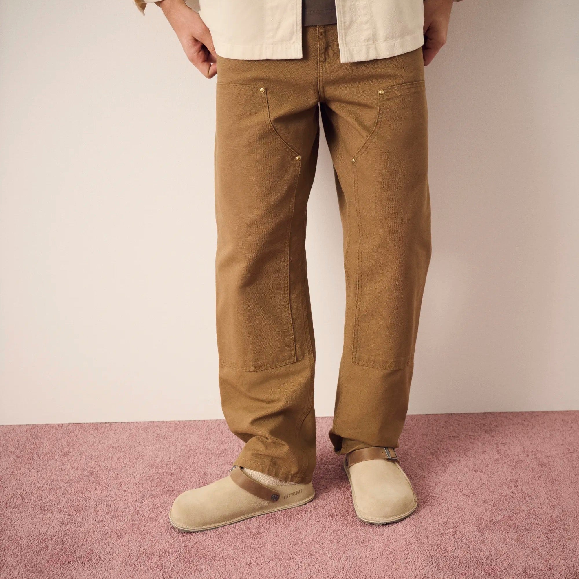 Birkenstock Lutry sandcastle suede/cognac oiled leather