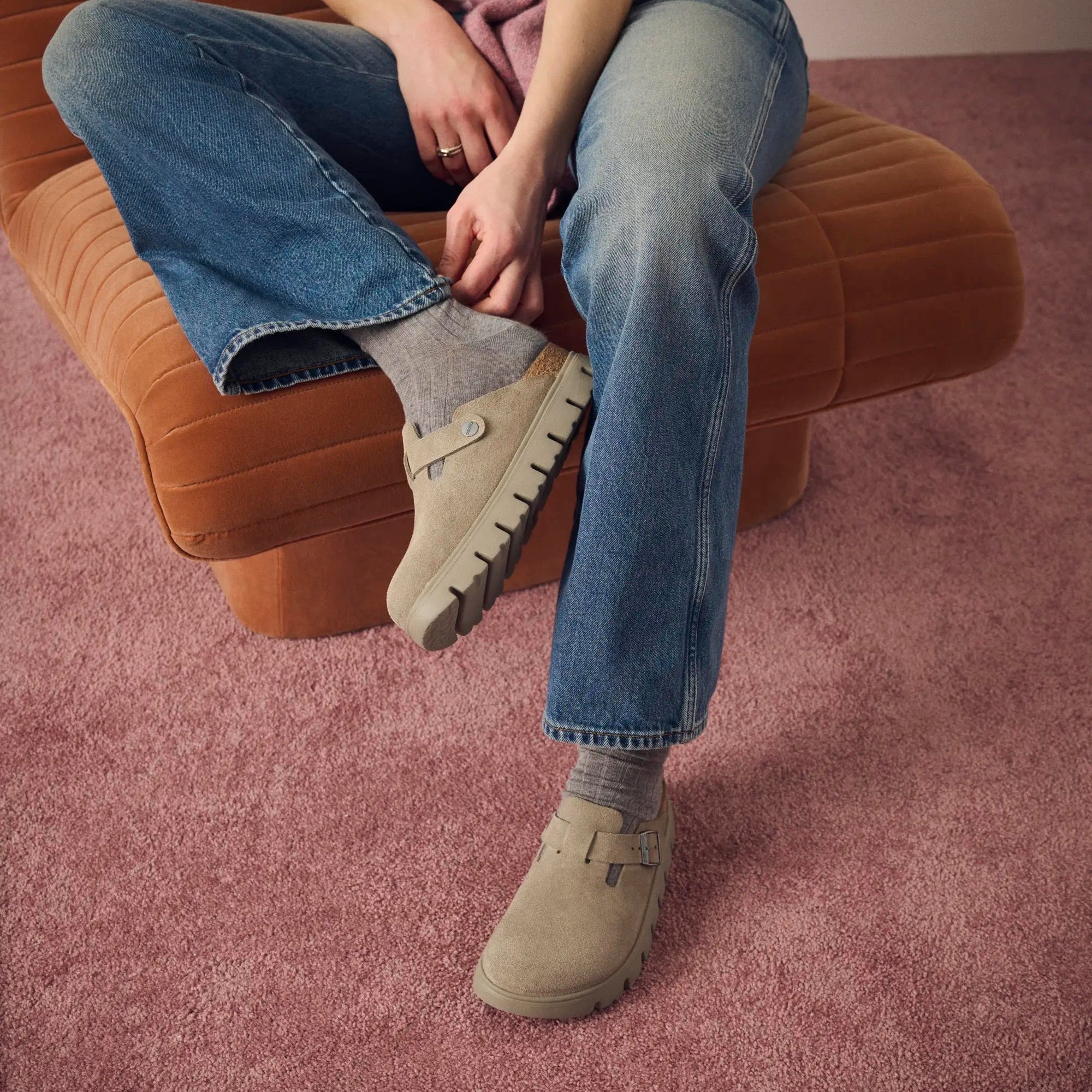 Papillio Boston Chunky taupe suede tonal by Birkenstock