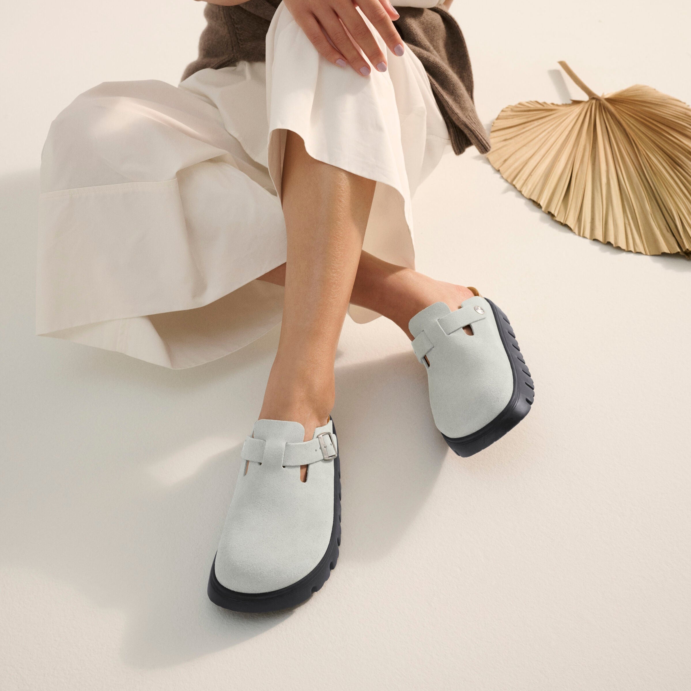 Papillio Boston Chunky pure sage suede by Birkenstock