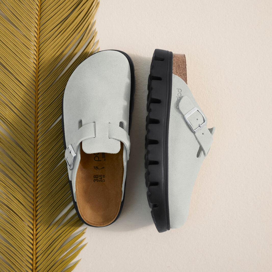Papillio Boston Chunky pure sage suede by Birkenstock