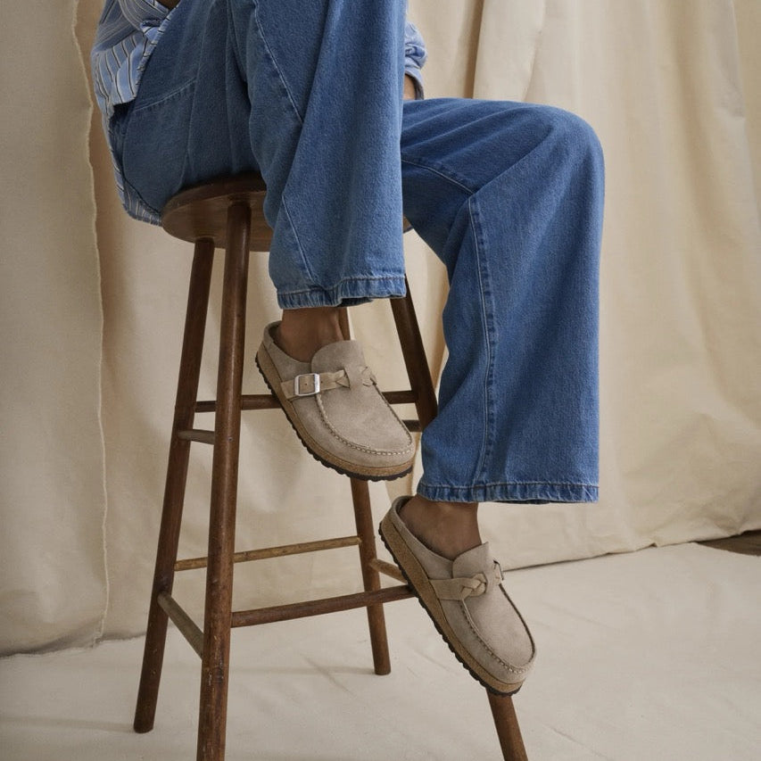 Birkenstock Buckley Braided taupe suede
