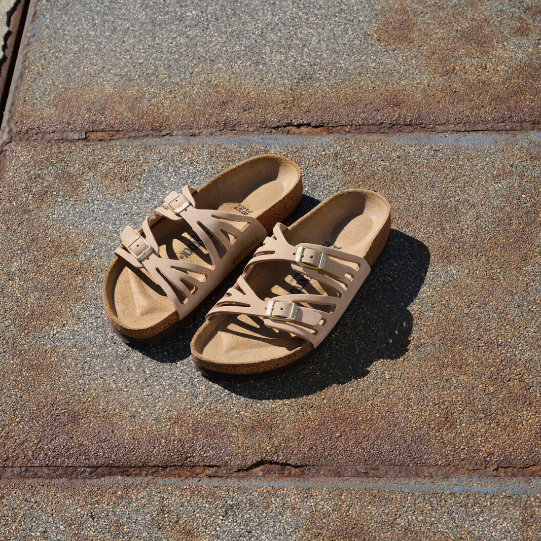 birkenstock granada tobacco brown Women's Sandal in Oiled Leather with Soft Footbed by US 5 / UK 36 / Tobacco Brown You walk Birkenstock Granada sandcastle nubuck