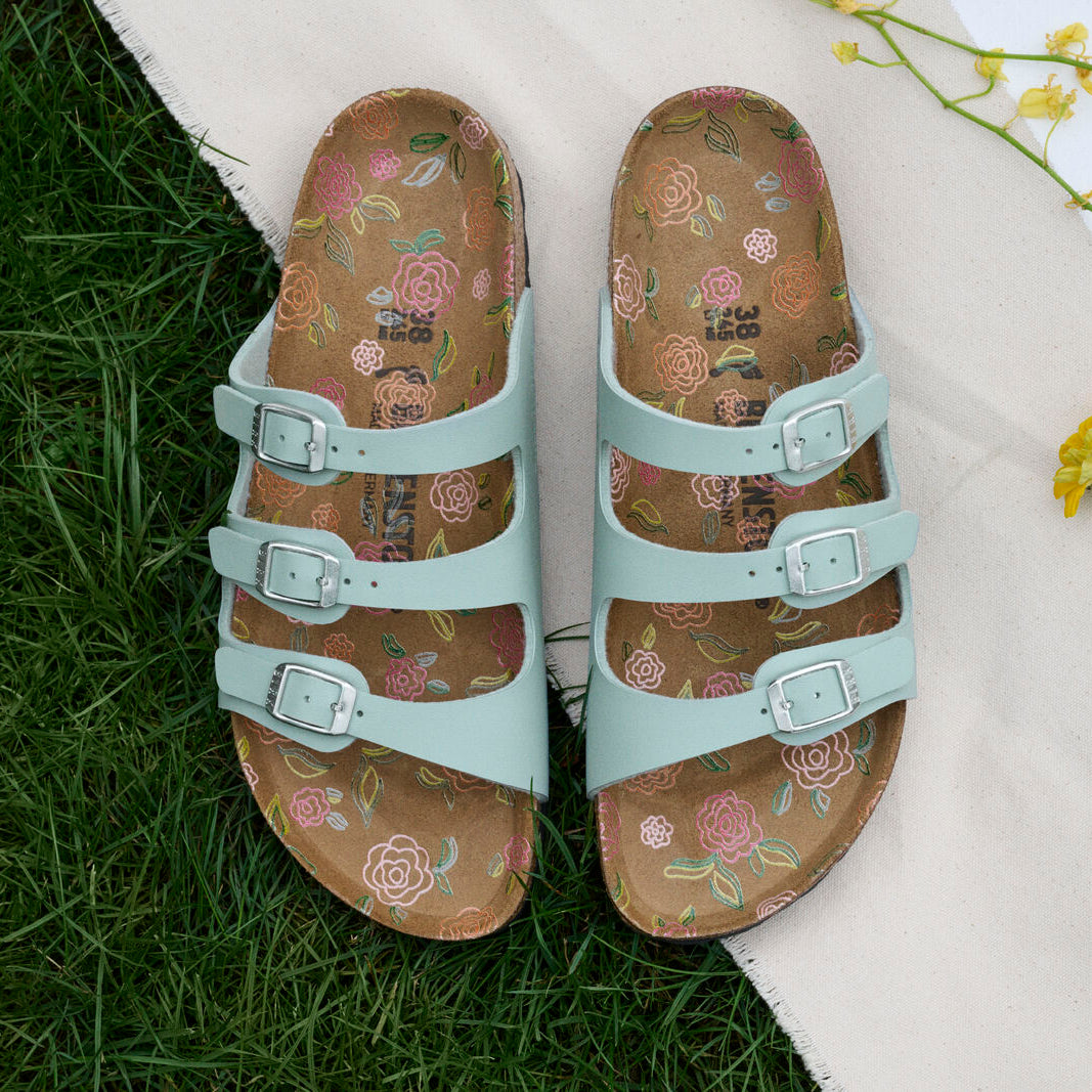 Birkenstock Florida flower print footbed pure sage Birko-Flor