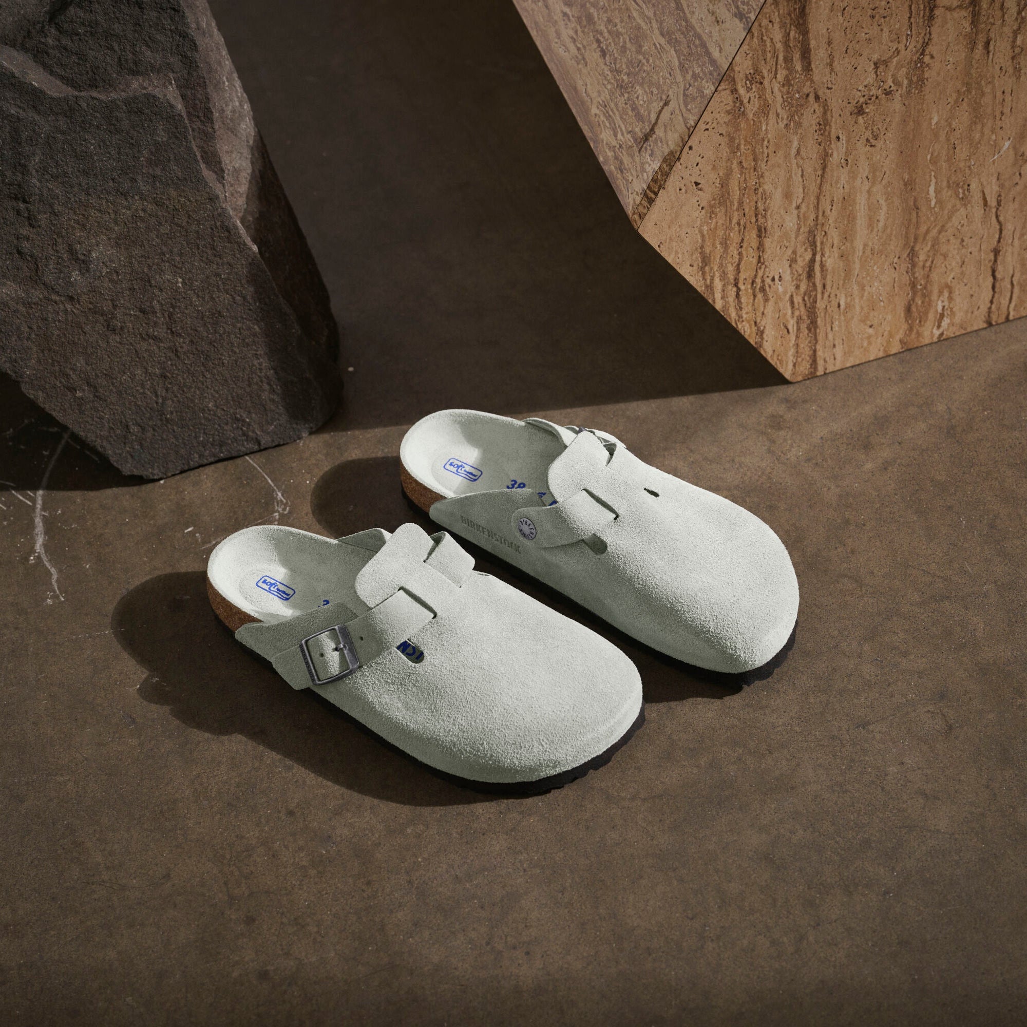 Birkenstock Boston Soft Footbed pure sage suede tonal