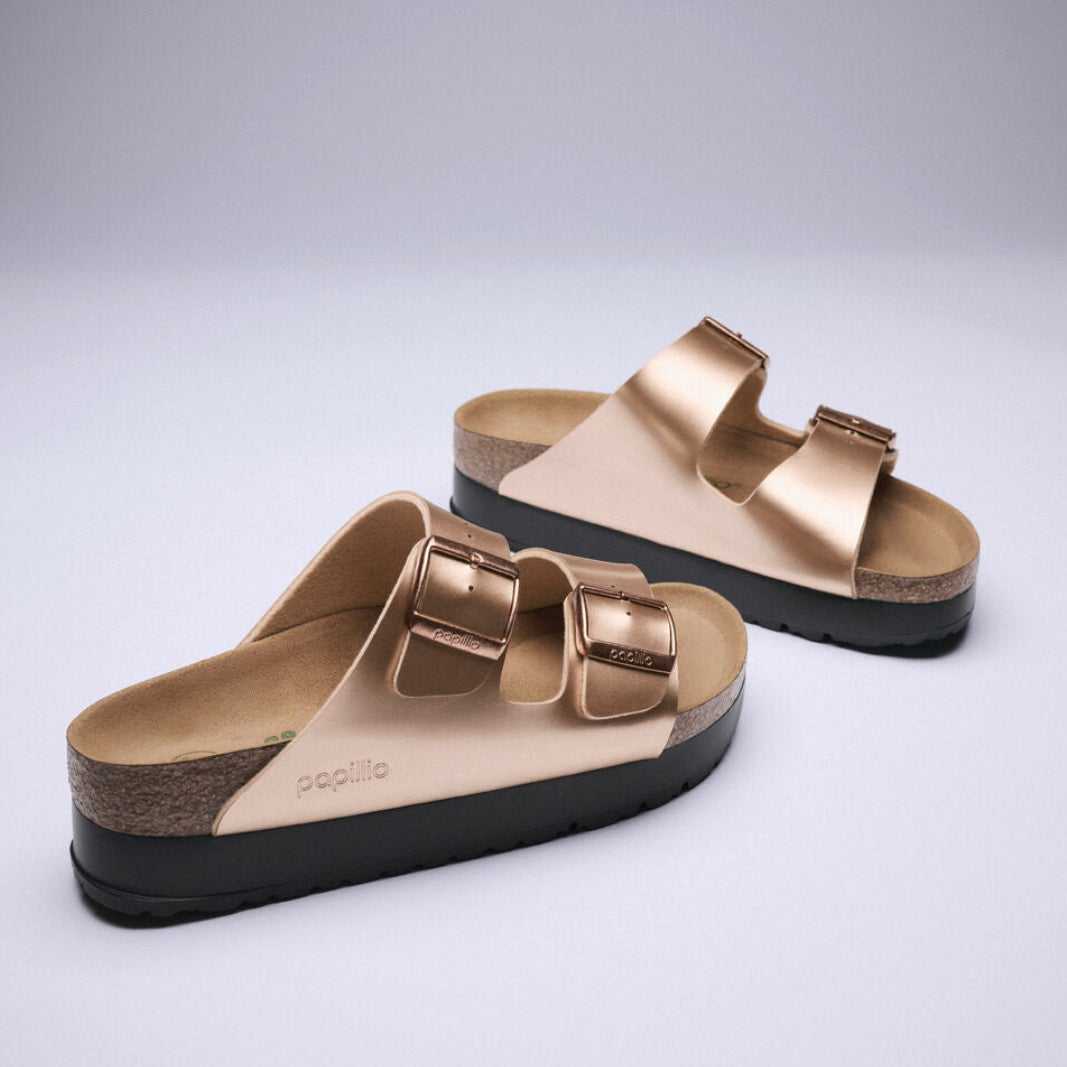 Papillio Arizona Platform Vegan electric metallic copper Birko-Flor by Birkenstock