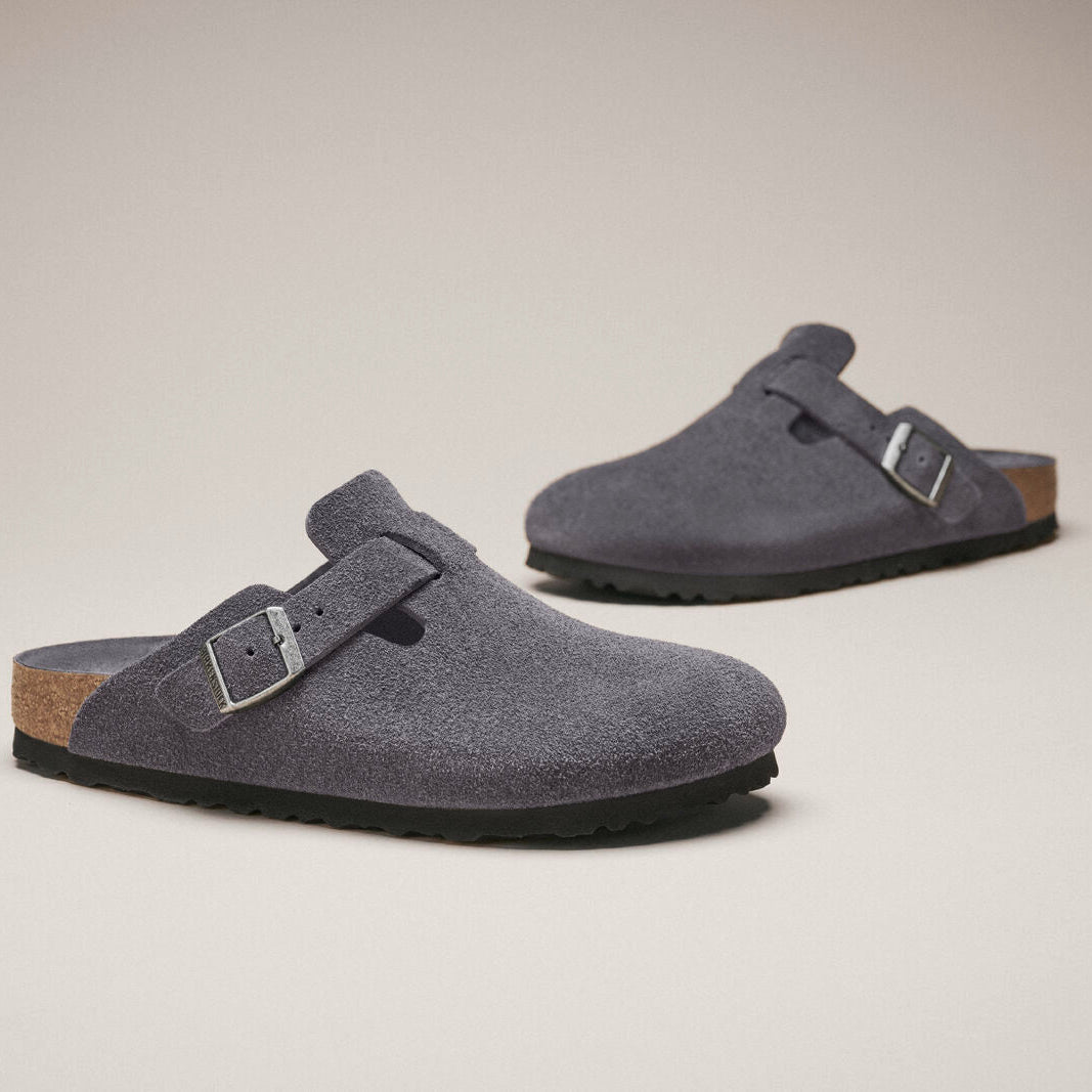 Birkenstock Boston Soft Footbed charcoal suede tonal