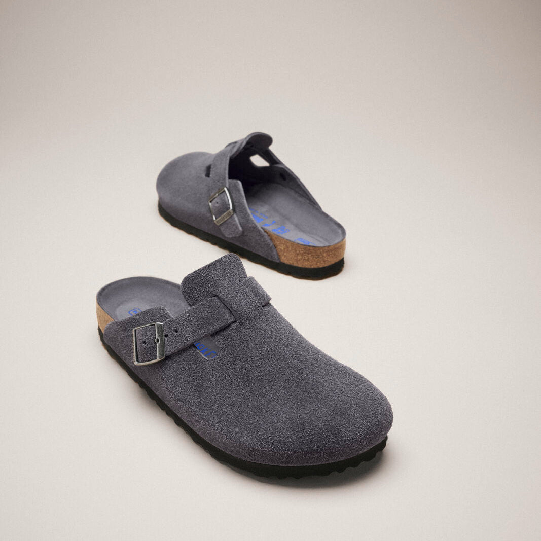 Birkenstock Boston Soft Footbed charcoal suede tonal