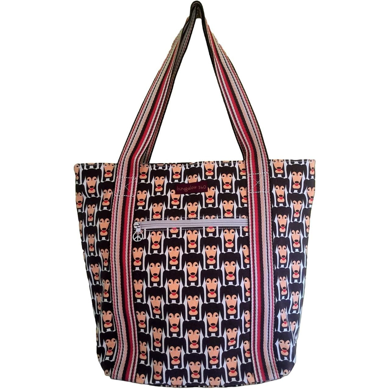 Bungalow 360 Striped Tote happy dog