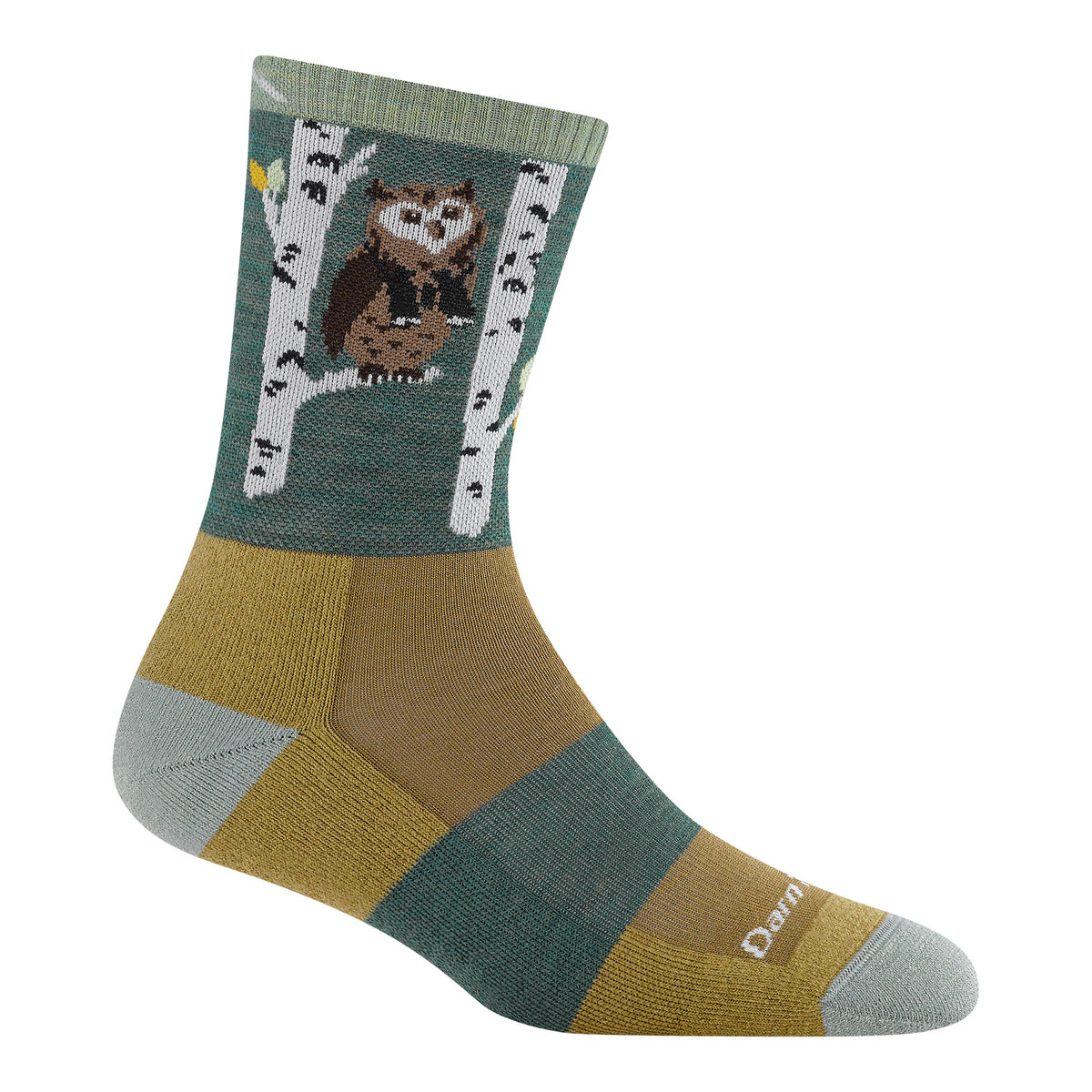 Darn Tough Women's Hiker Critter Club Micro Crew Lightweight with Cushion owl green