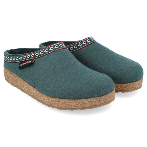 Haflinger GZ Grizzly Clog pine green wool felt