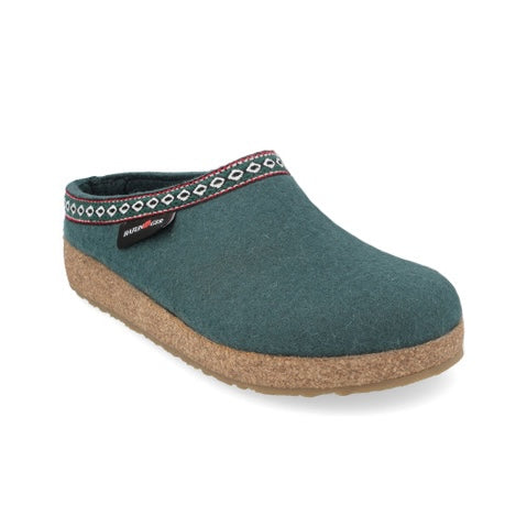 Haflinger GZ Grizzly Clog pine green wool felt