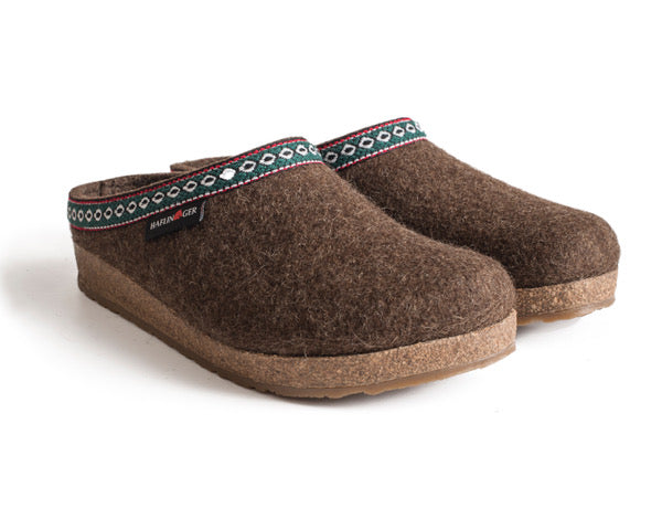 Haflinger GZ Grizzly Clog chocolate wool felt