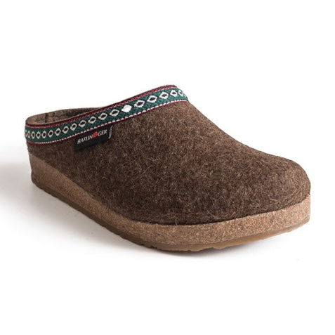 Haflinger GZ Grizzly Clog chocolate wool felt