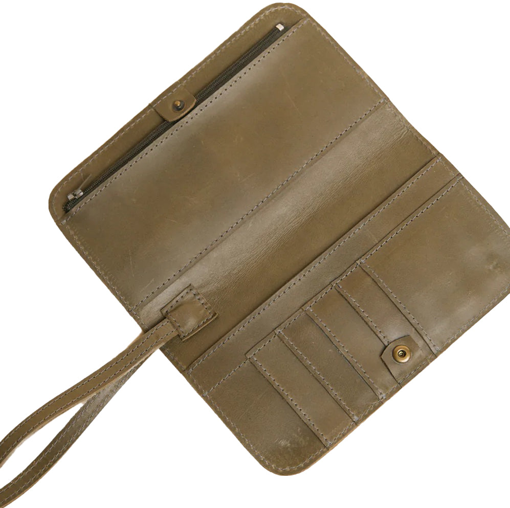 Able Alem Snap Wallet olive leather