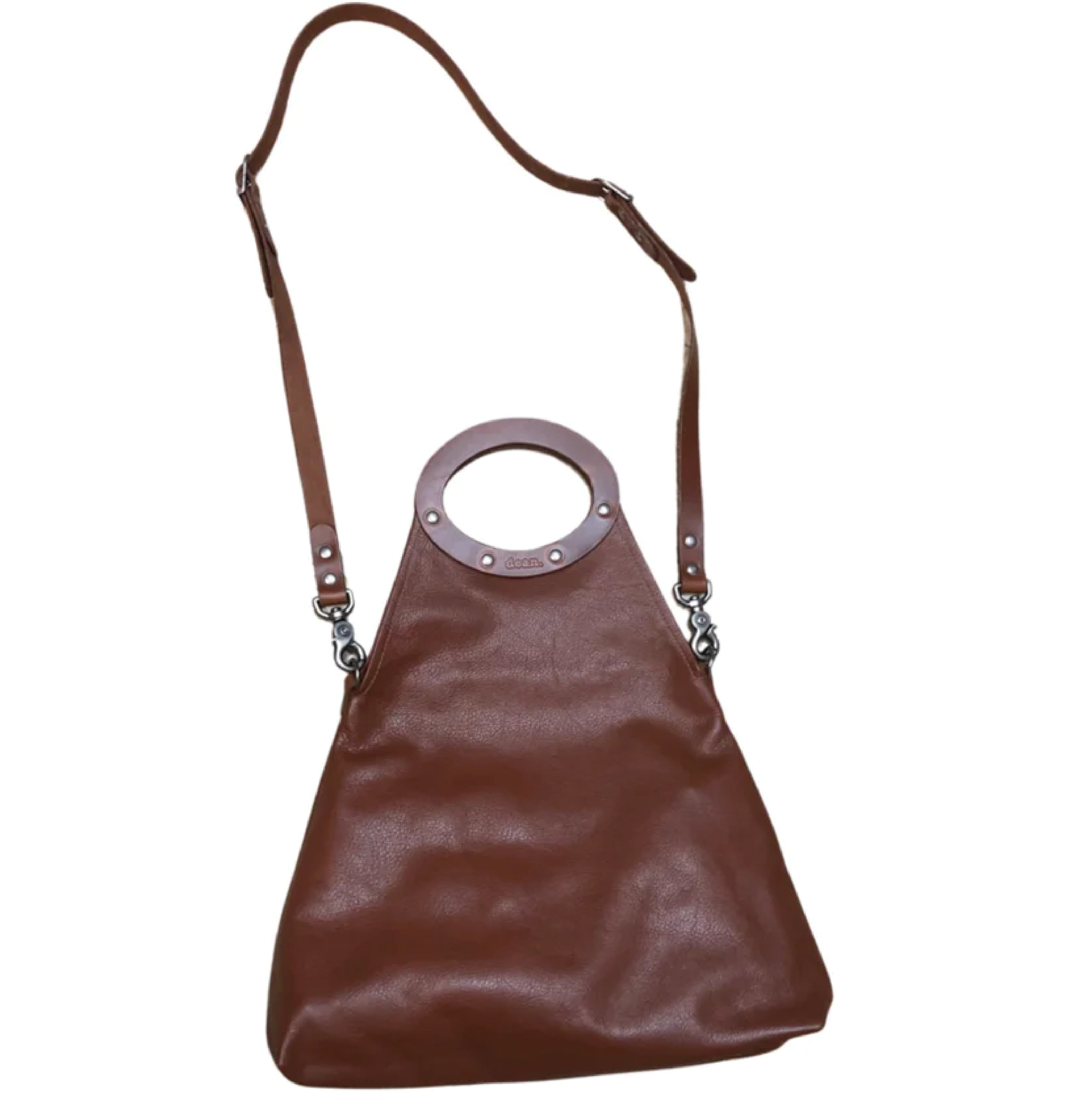 Dean B42 Oval Handle Tri-Tote cognac leather
