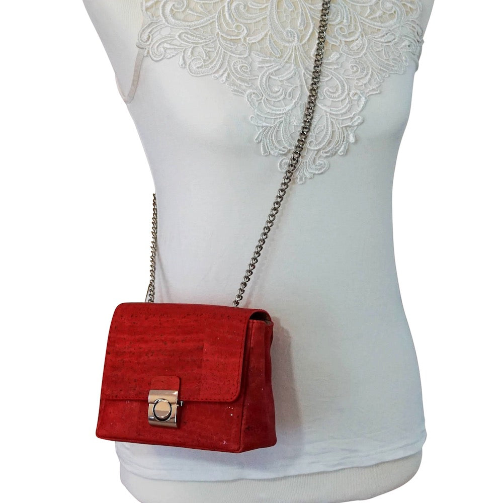 Bent&Bree Samara Convertible Mini Cork Bag red