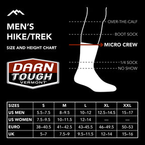 Darn Tough Men's Hiker Number 2 Micro Crew Midweight with Cushion denim