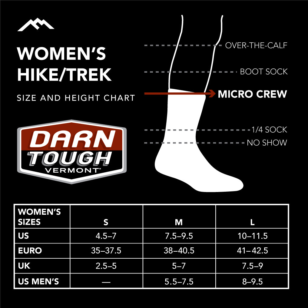 Darn Tough Women's Hiker Sunset Ledge Micro Crew Lightweight with Cushion dark teal