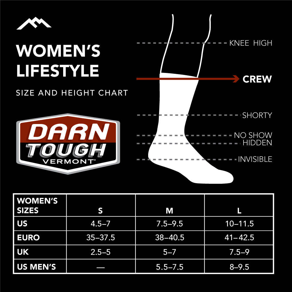 Darn Tough Women's Lifestyle Solid Basic Crew Lightweight with No Cushion charcoal