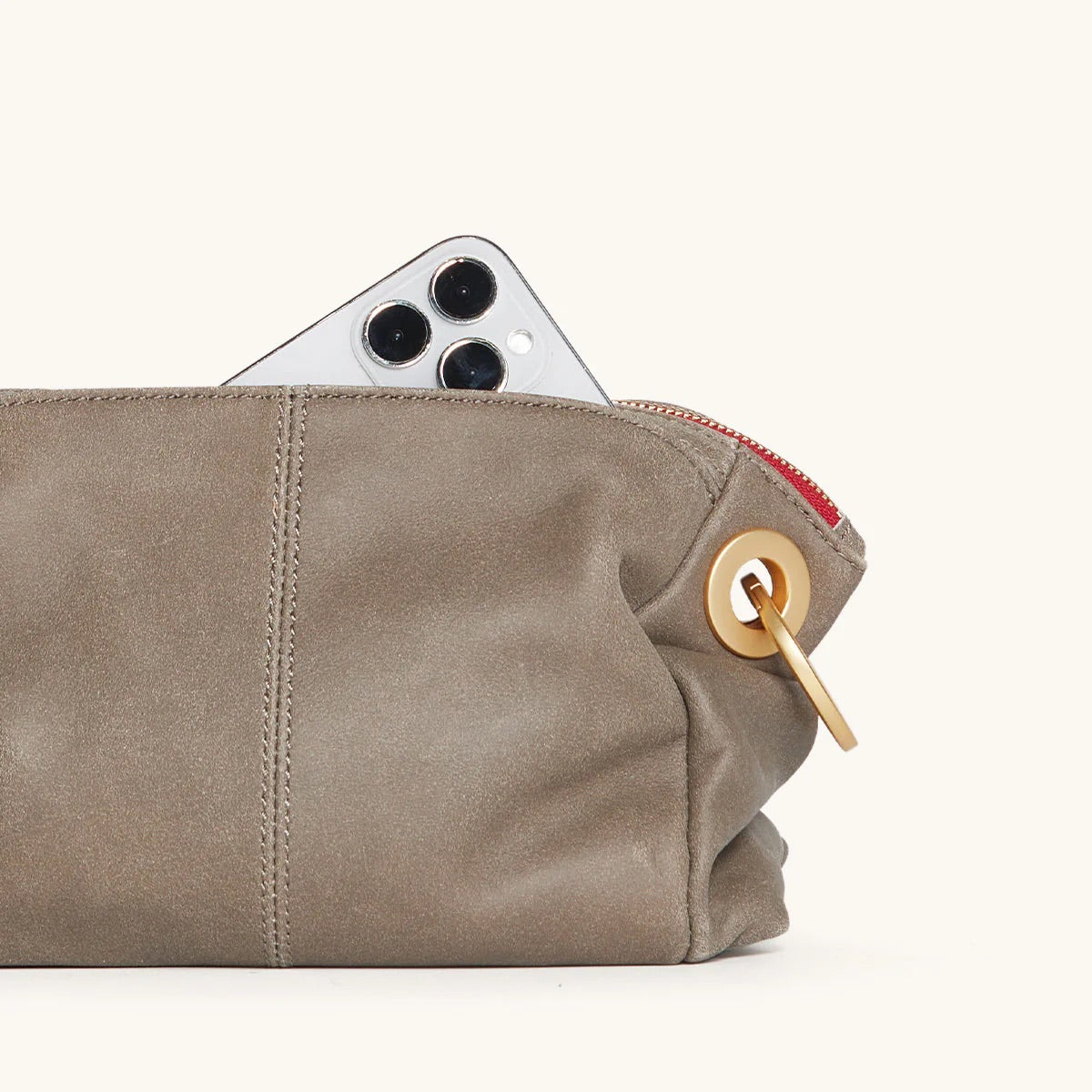 Hammitt Daniel Crossbody Clutch Sml pewter/brushed gold red zip