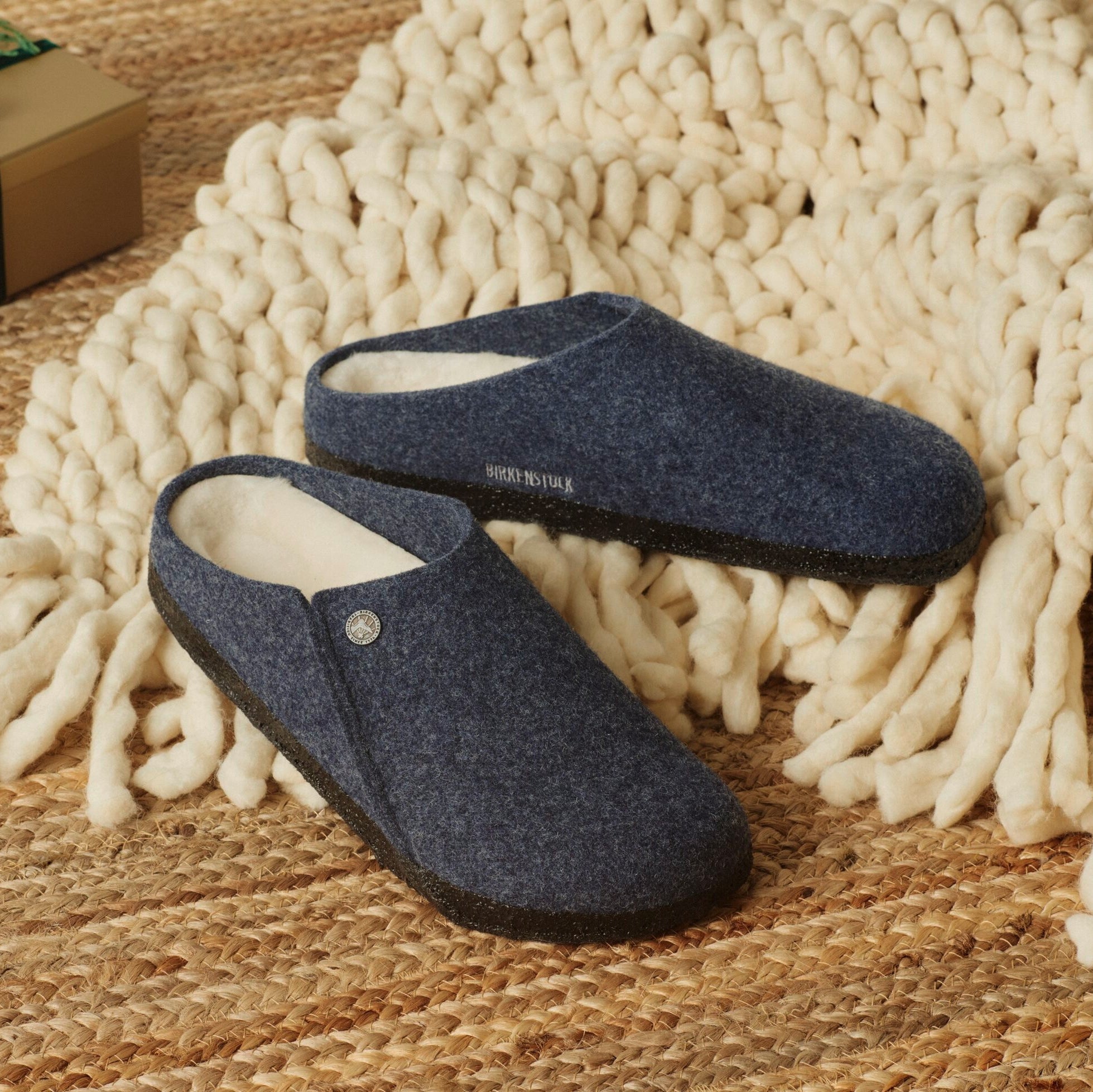 Birkenstock Zermatt Shearling dark blue wool/natural shearling