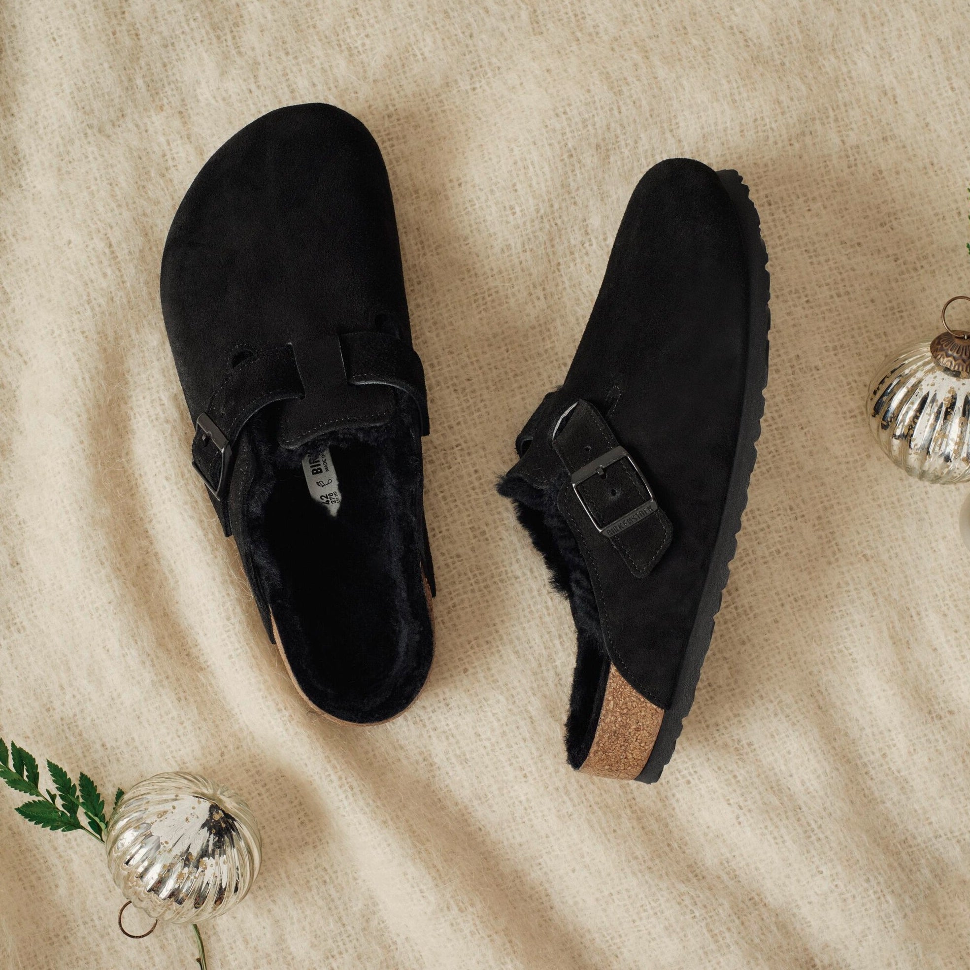 Birkenstock Boston Shearling black suede/black shearling