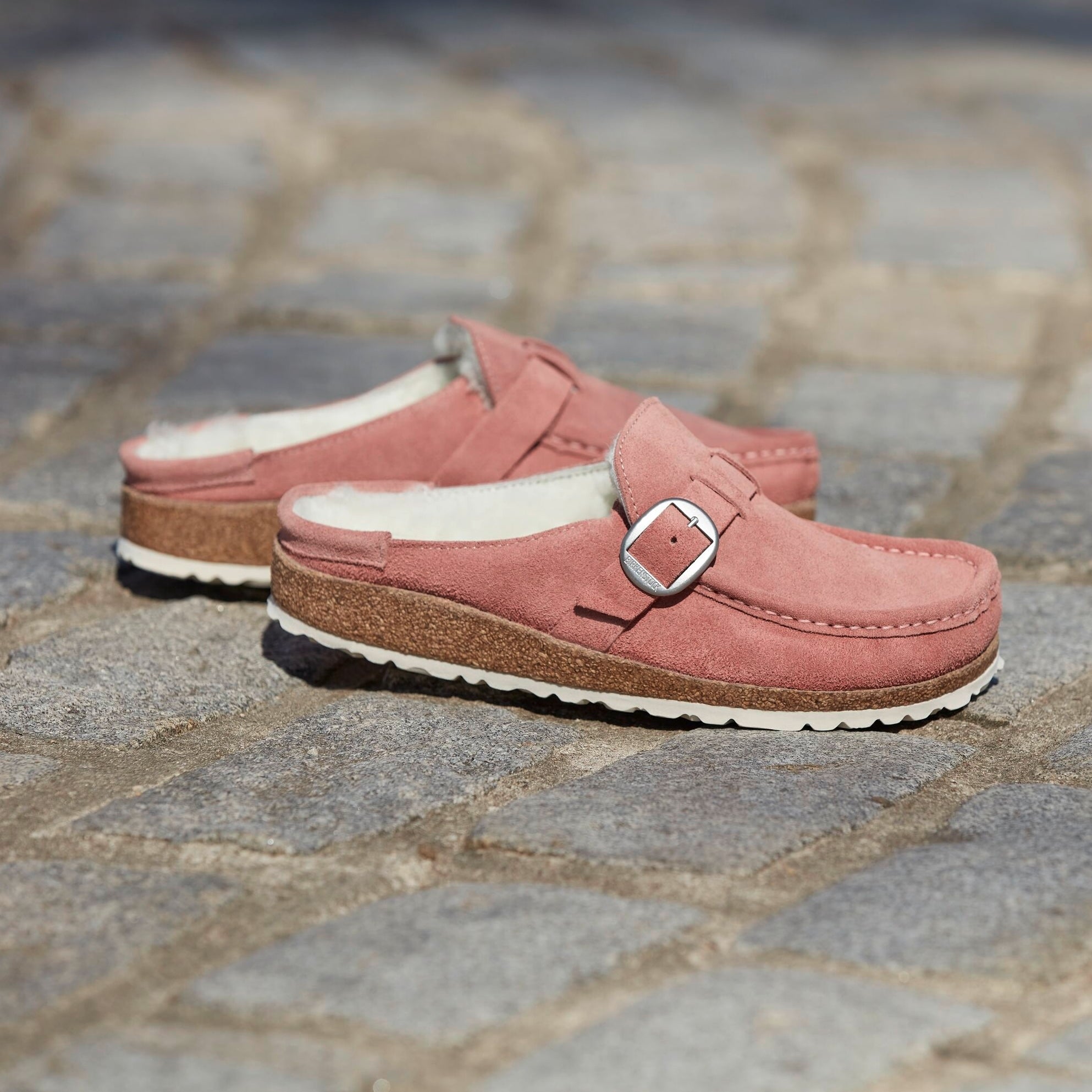 Birkenstock Buckley Shearling pink clay suede/natural shearling