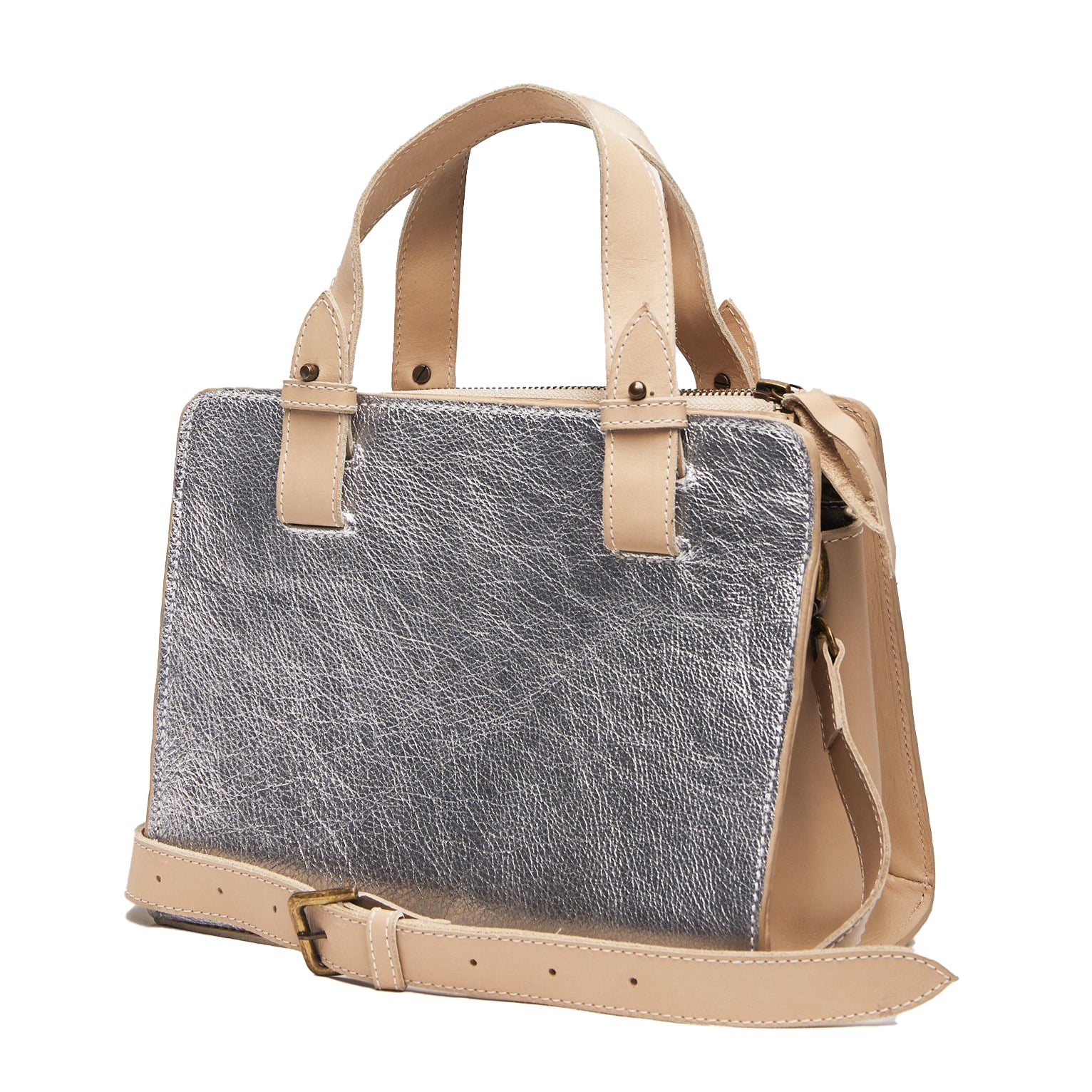 Able Axum Satchel silver/bone leather