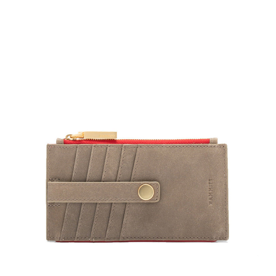 Hammitt 210 West Wallet pewter/brushed gold red zip