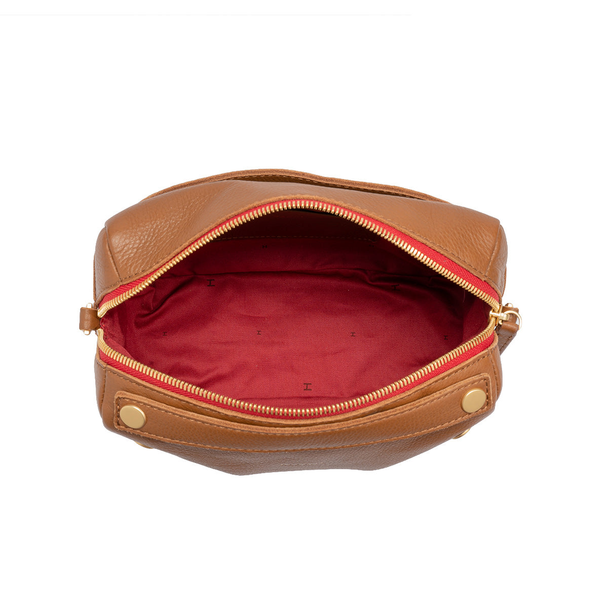 Hammitt Evan Crossbody Sml mahogany pebble/brushed gold red zip