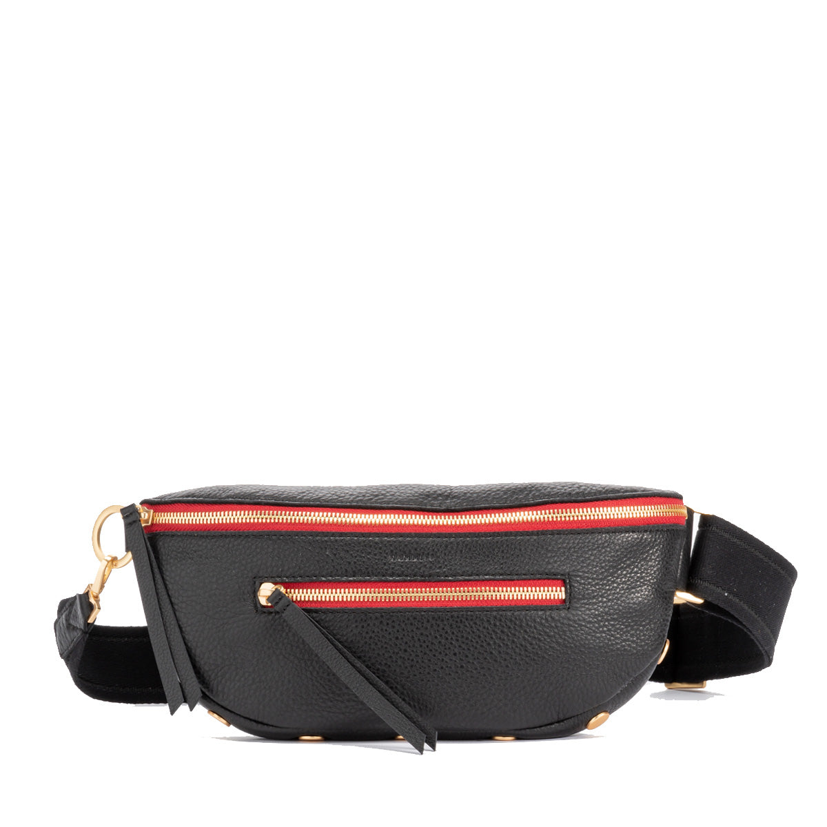 Hammitt Charles Crossbody Belt Bag Med black/brushed gold red zip