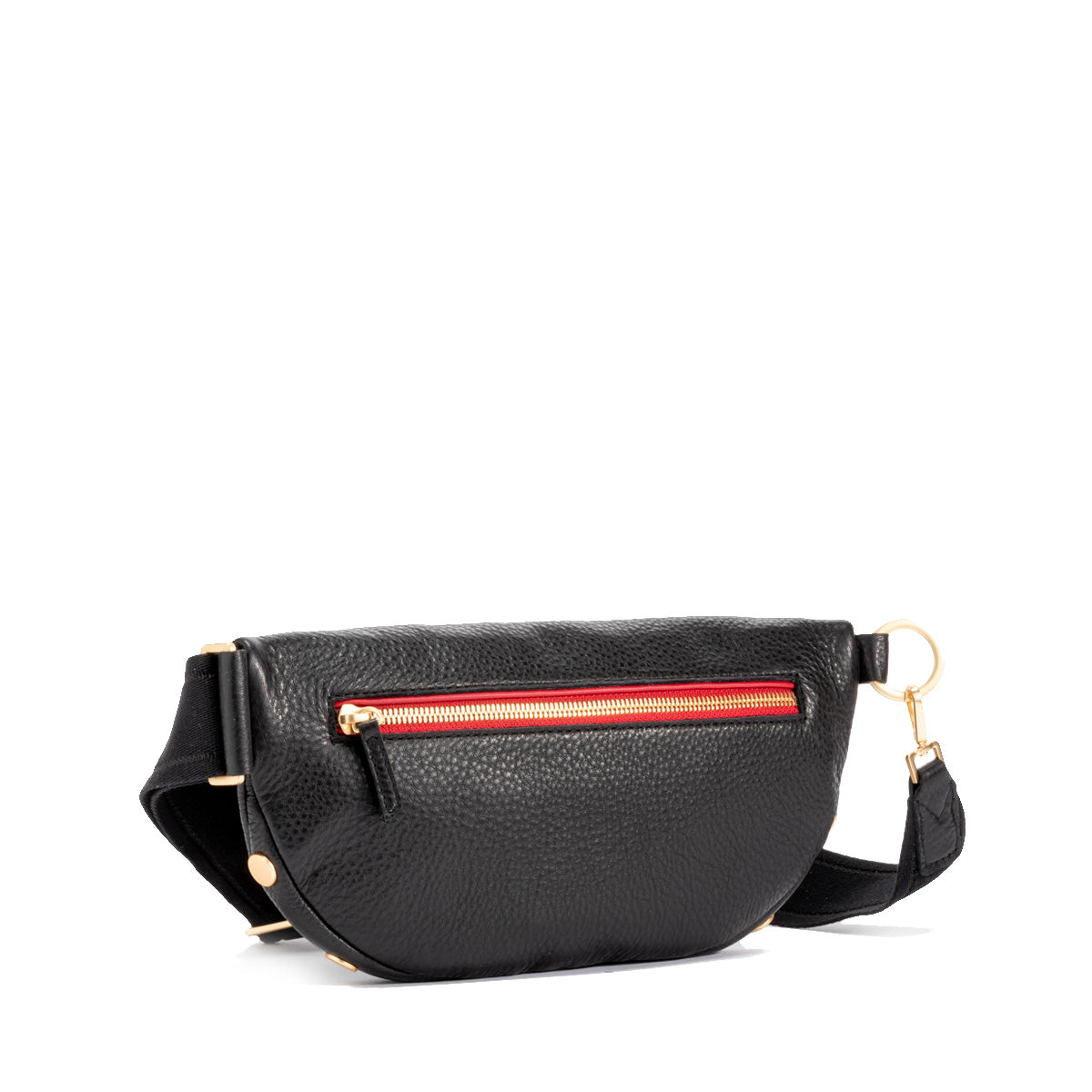 Hammitt Charles Crossbody Belt Bag Med black/brushed gold red zip