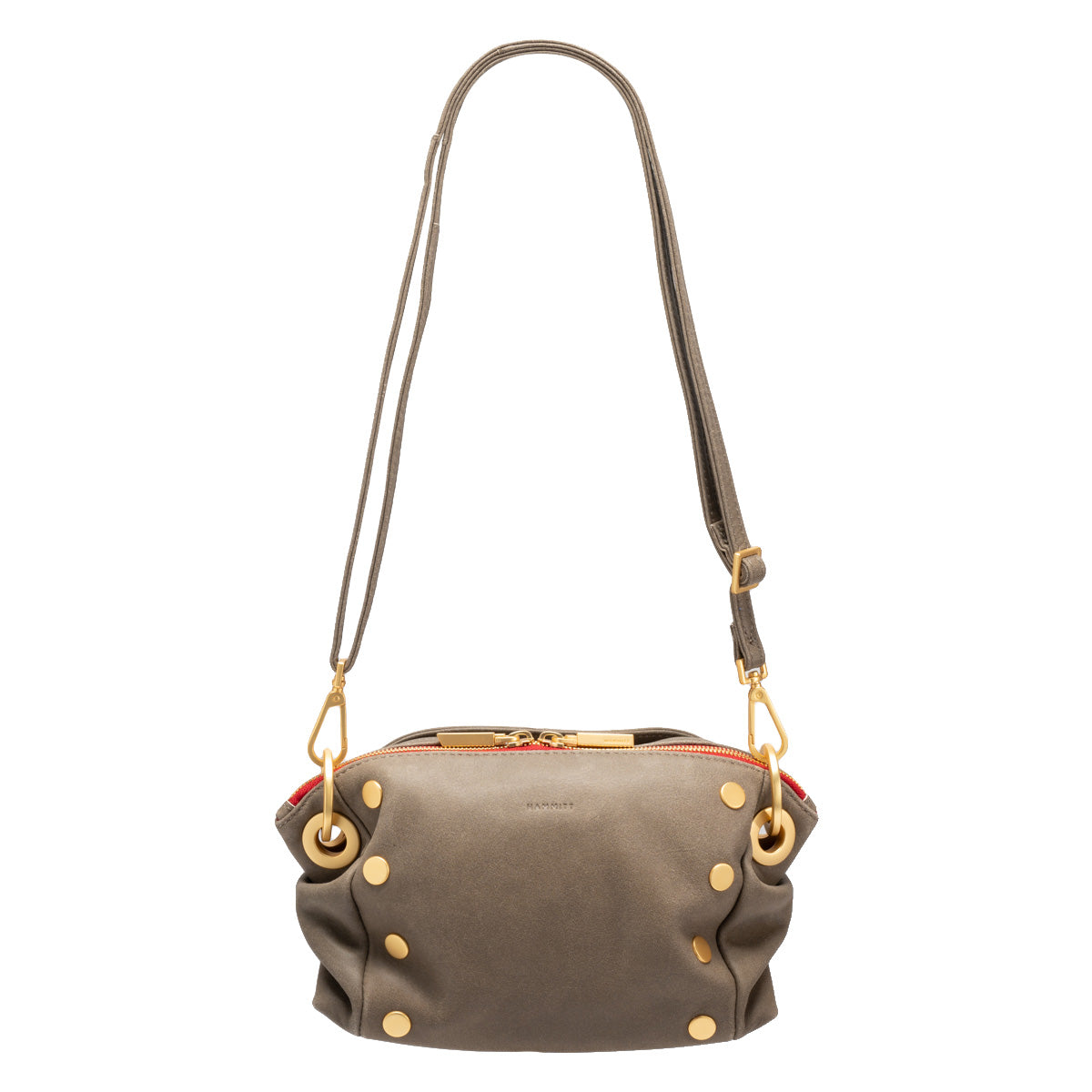 Hammitt Daniel Crossbody Clutch Sml pewter/brushed gold red zip