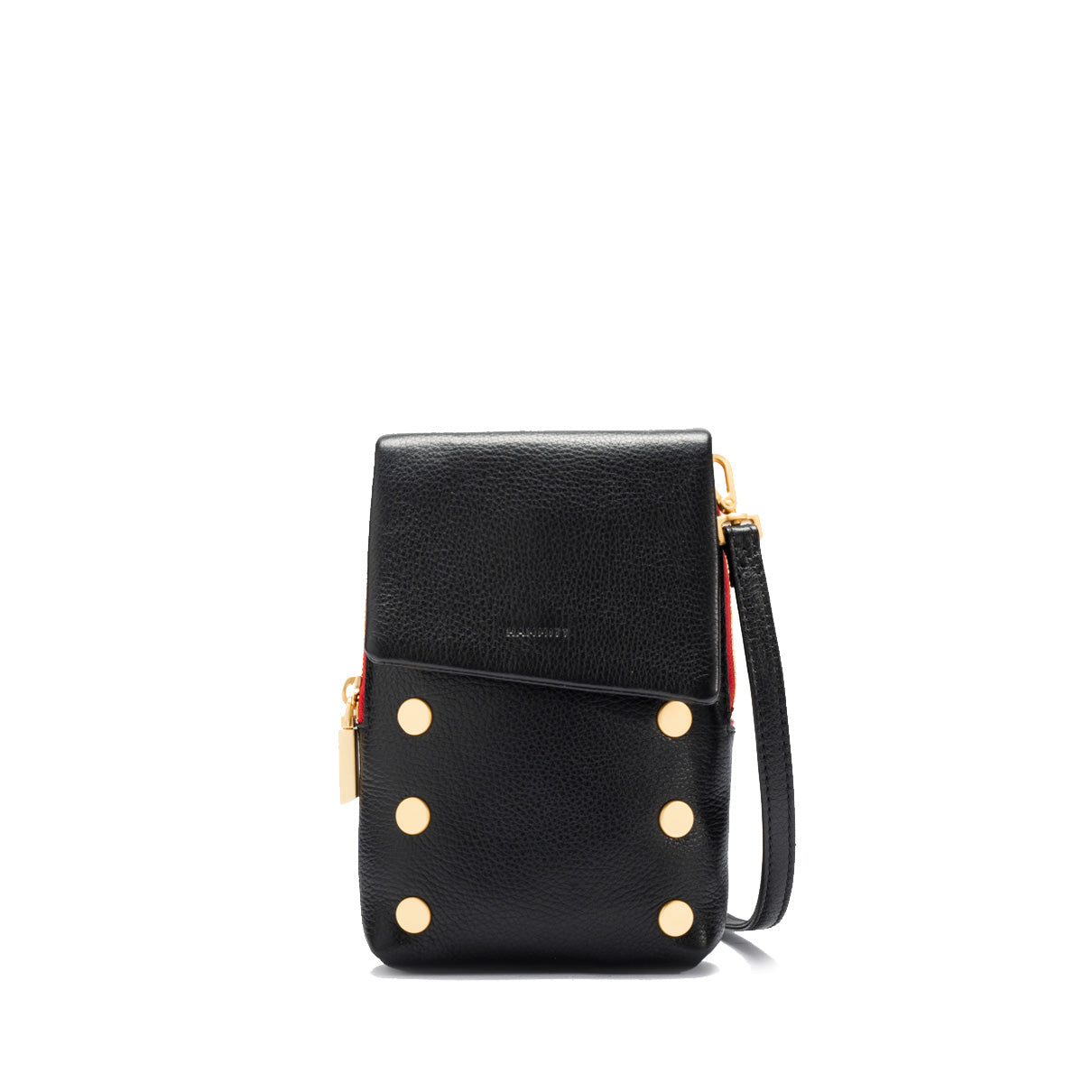 Hammitt VIP Mobile Phone Bag black/brushed gold red zip