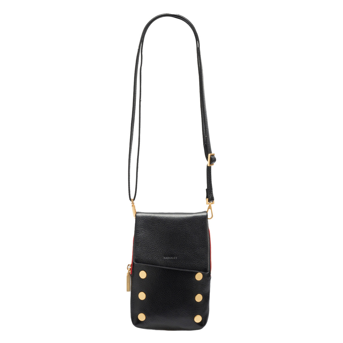 Hammitt VIP Mobile Phone Bag black/brushed gold red zip