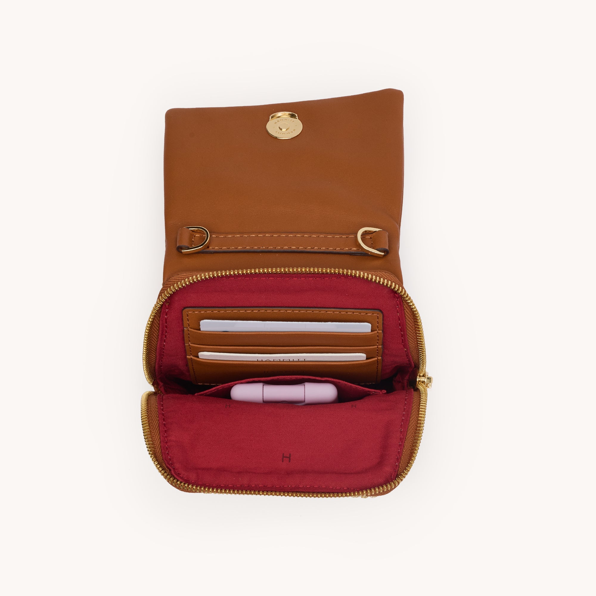 Hammitt VIP Mobile Phone Bag cocoa raffia/gold