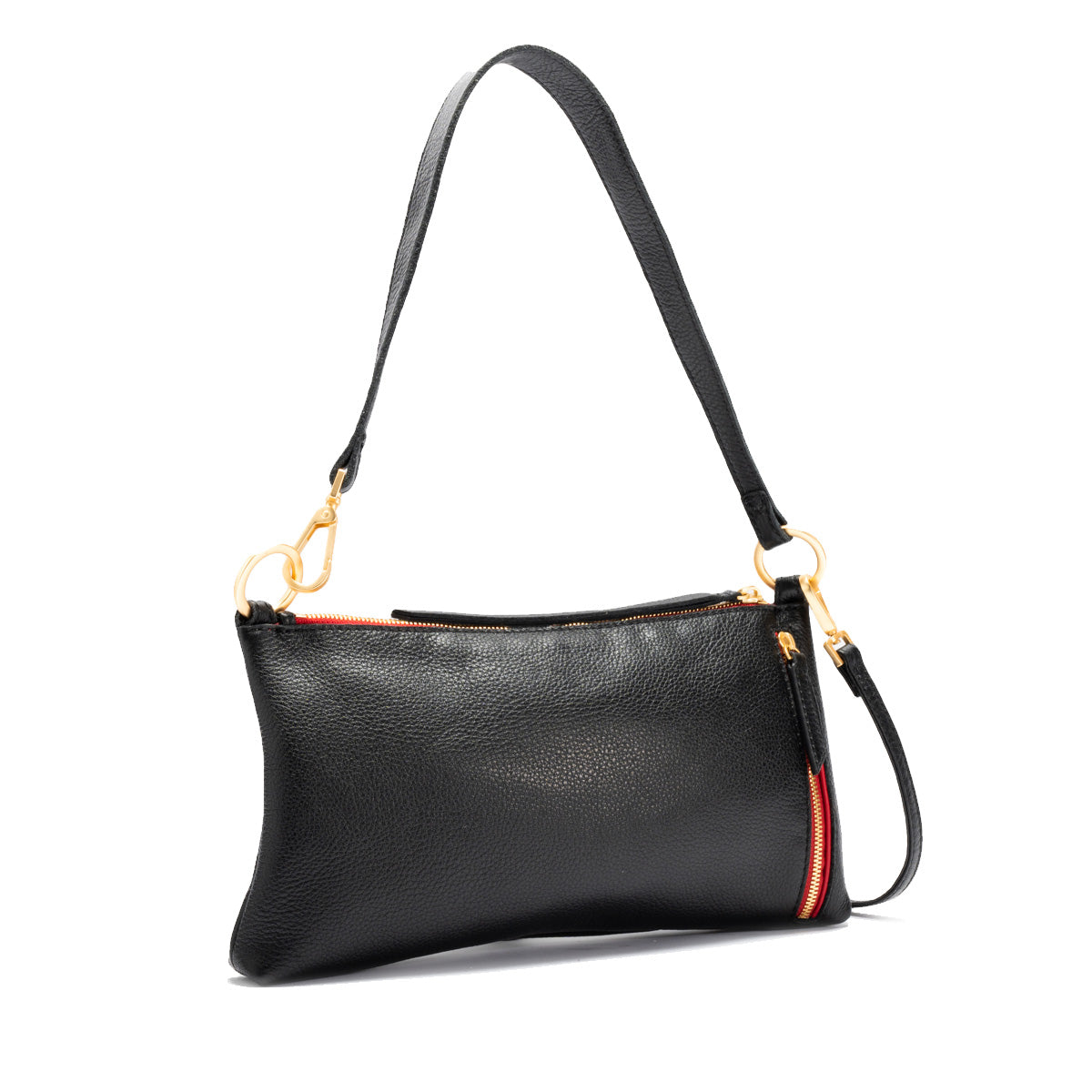 Hammitt Kyle Sml black/brushed gold red zip