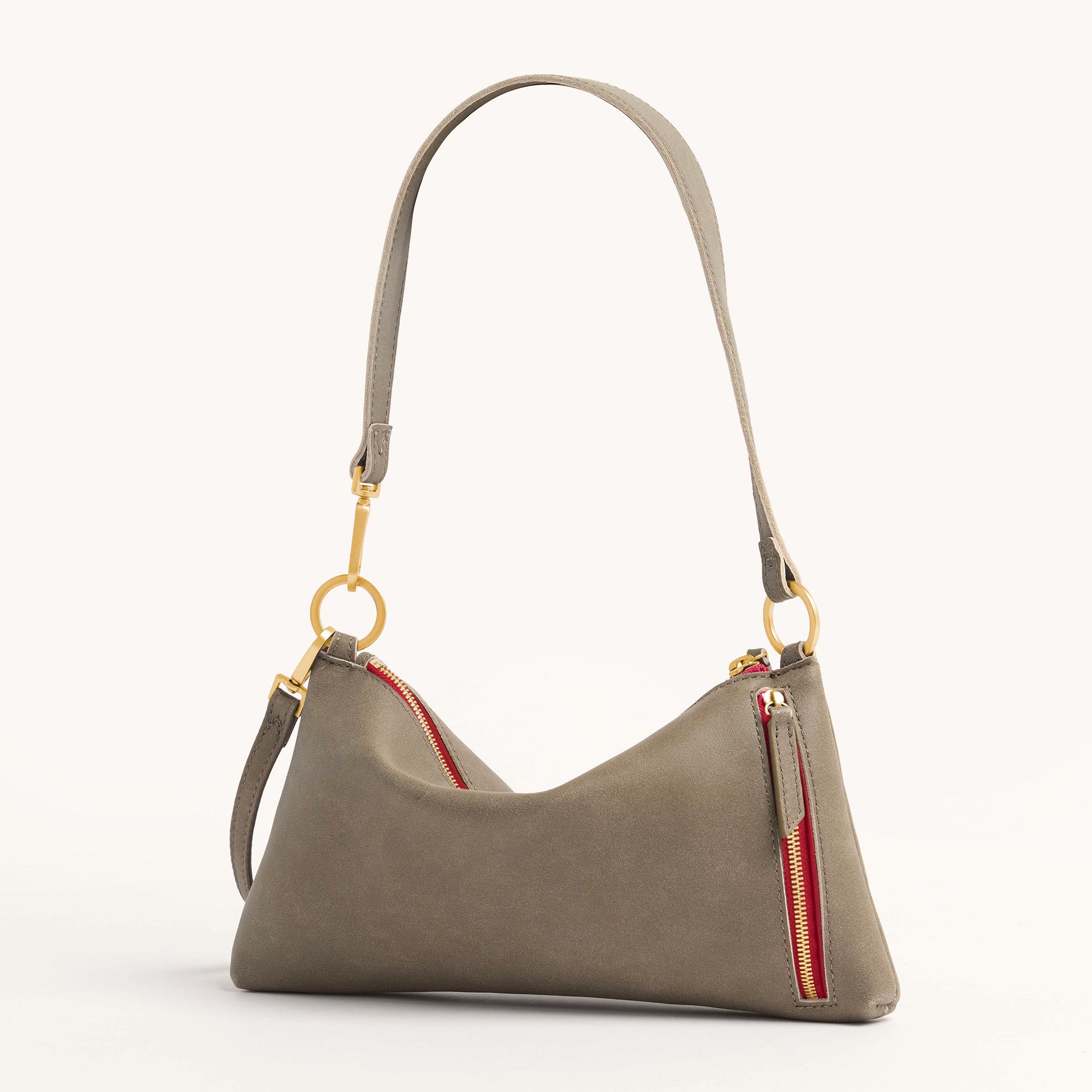 Hammitt Kyle Sml pewter/brushed gold red zip