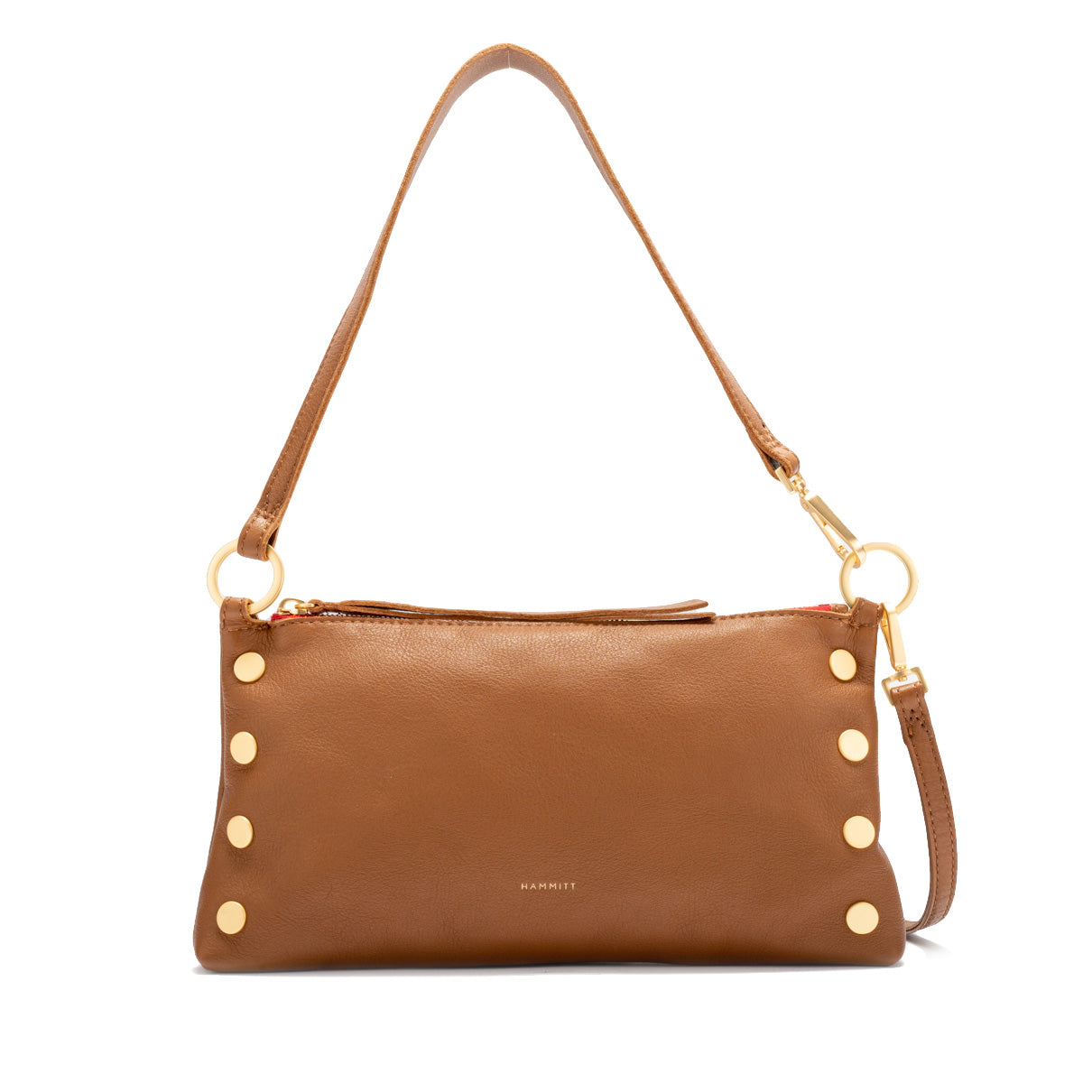 Hammitt Kyle Sml mahogany pebble/brushed gold red zip