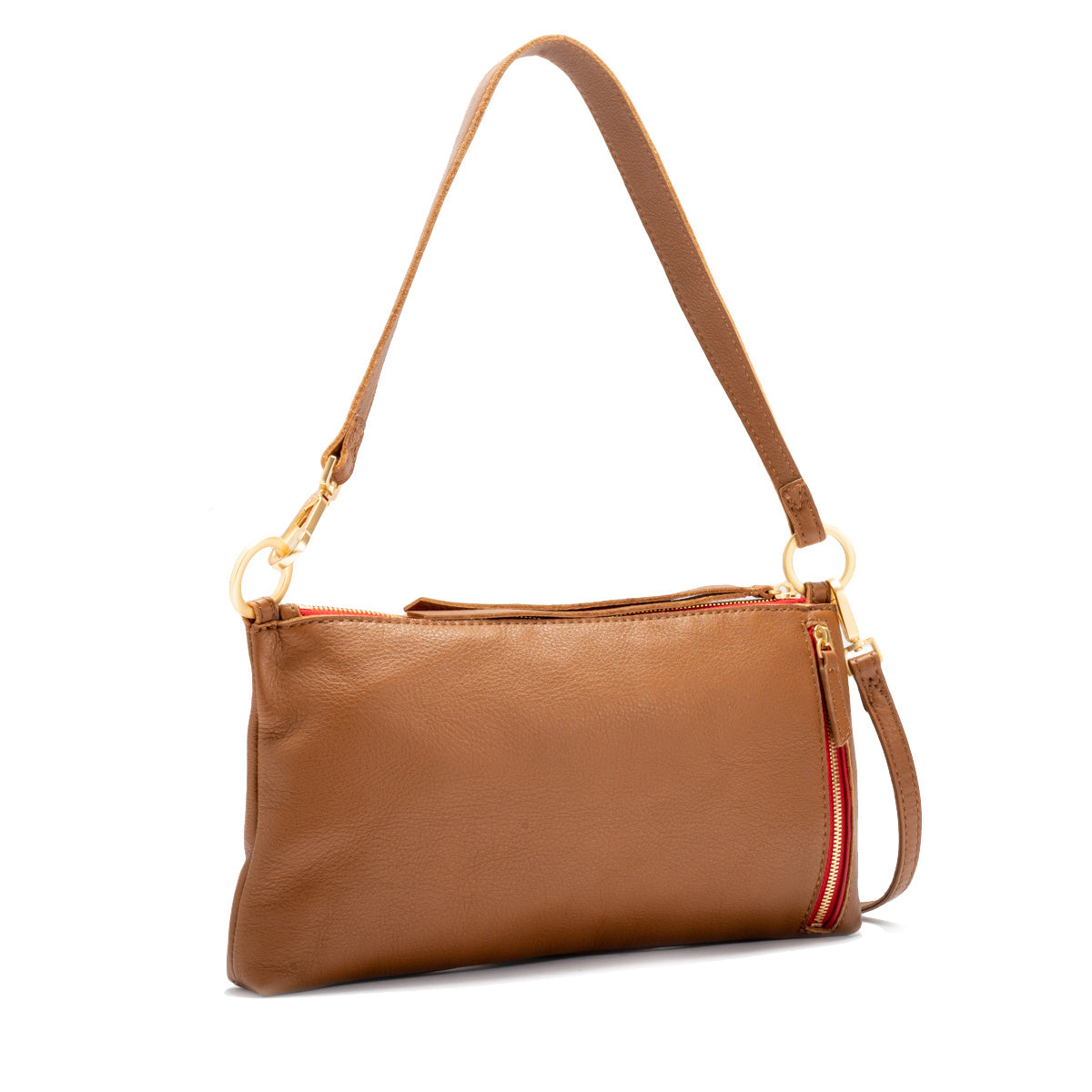 Hammitt Kyle Sml mahogany pebble/brushed gold red zip