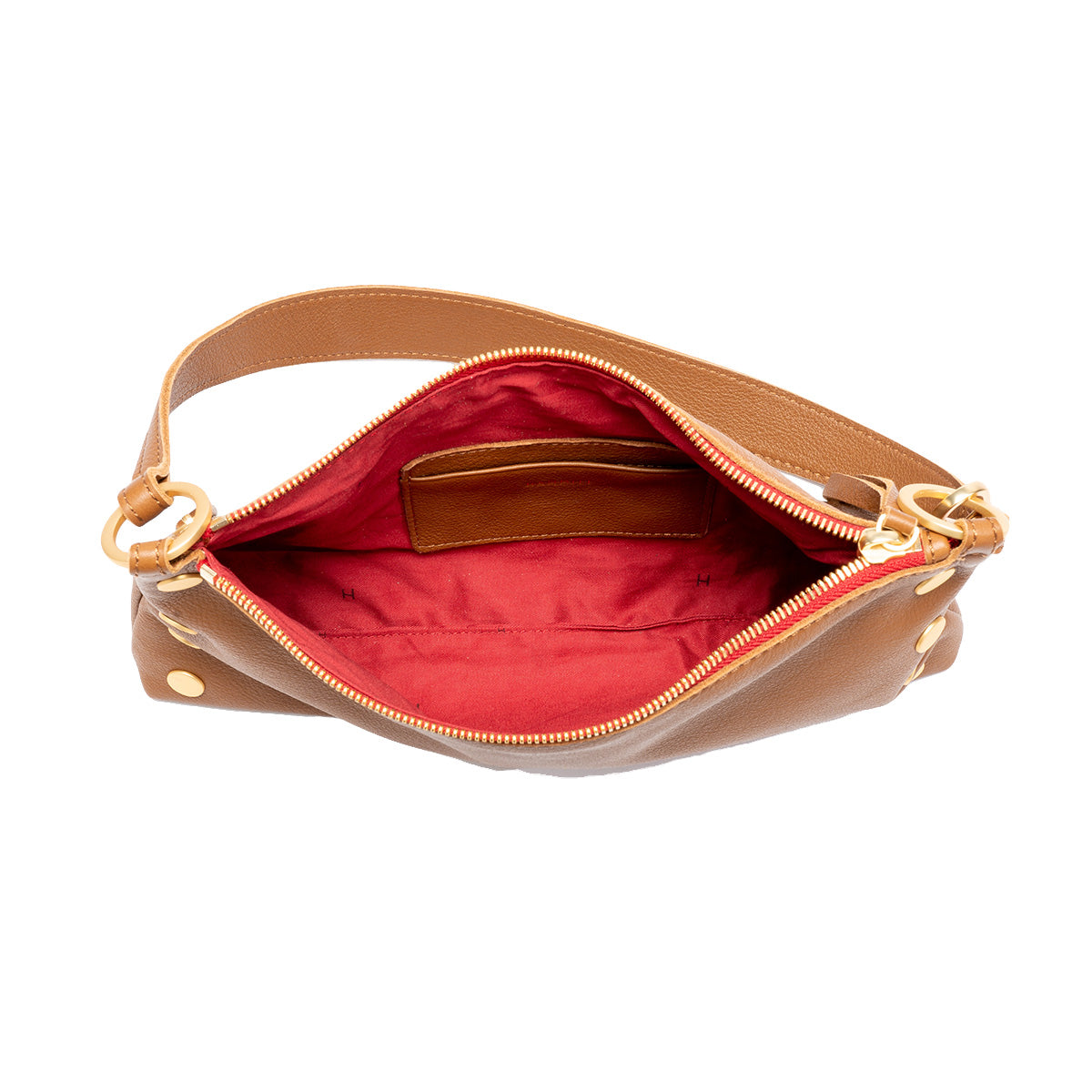 Hammitt Kyle Sml mahogany pebble/brushed gold red zip