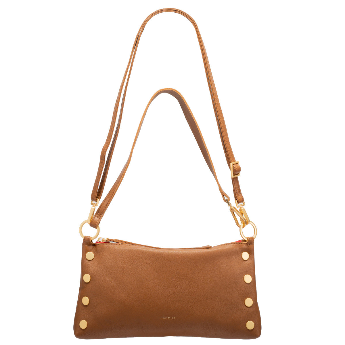 Hammitt Kyle Sml mahogany pebble/brushed gold red zip