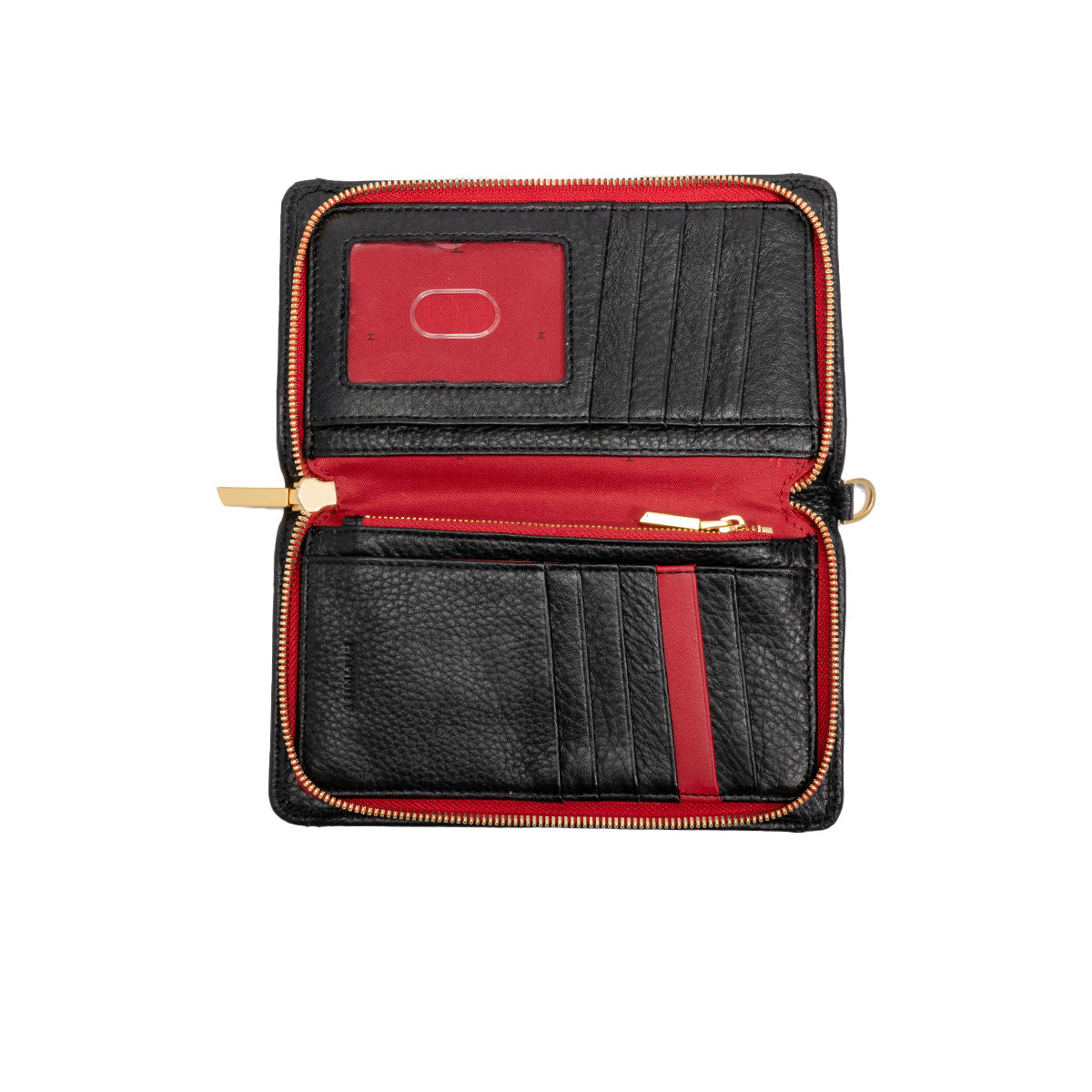 Hammitt Bryant Wallet black/brushed gold red zip