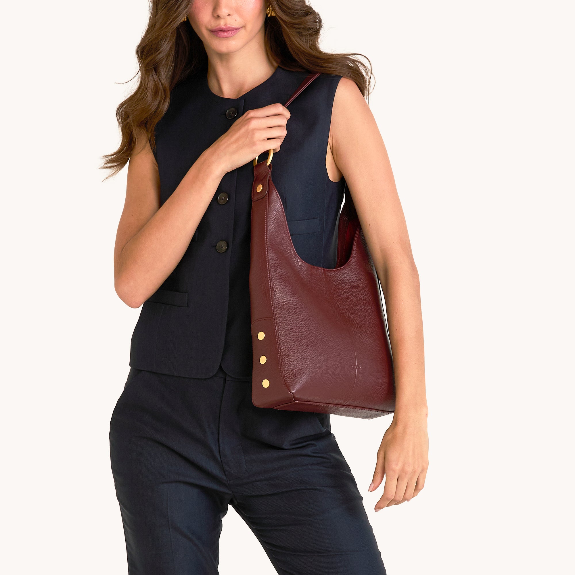 Hammitt Tim Med Shoulder Bag cherrywood pebble/brushed gold