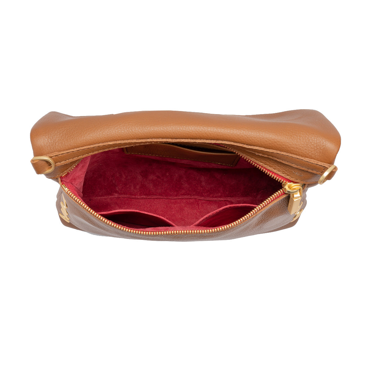 Hammitt VIP Med Crossbody Clutch mahogany pebble/brushed gold red zip