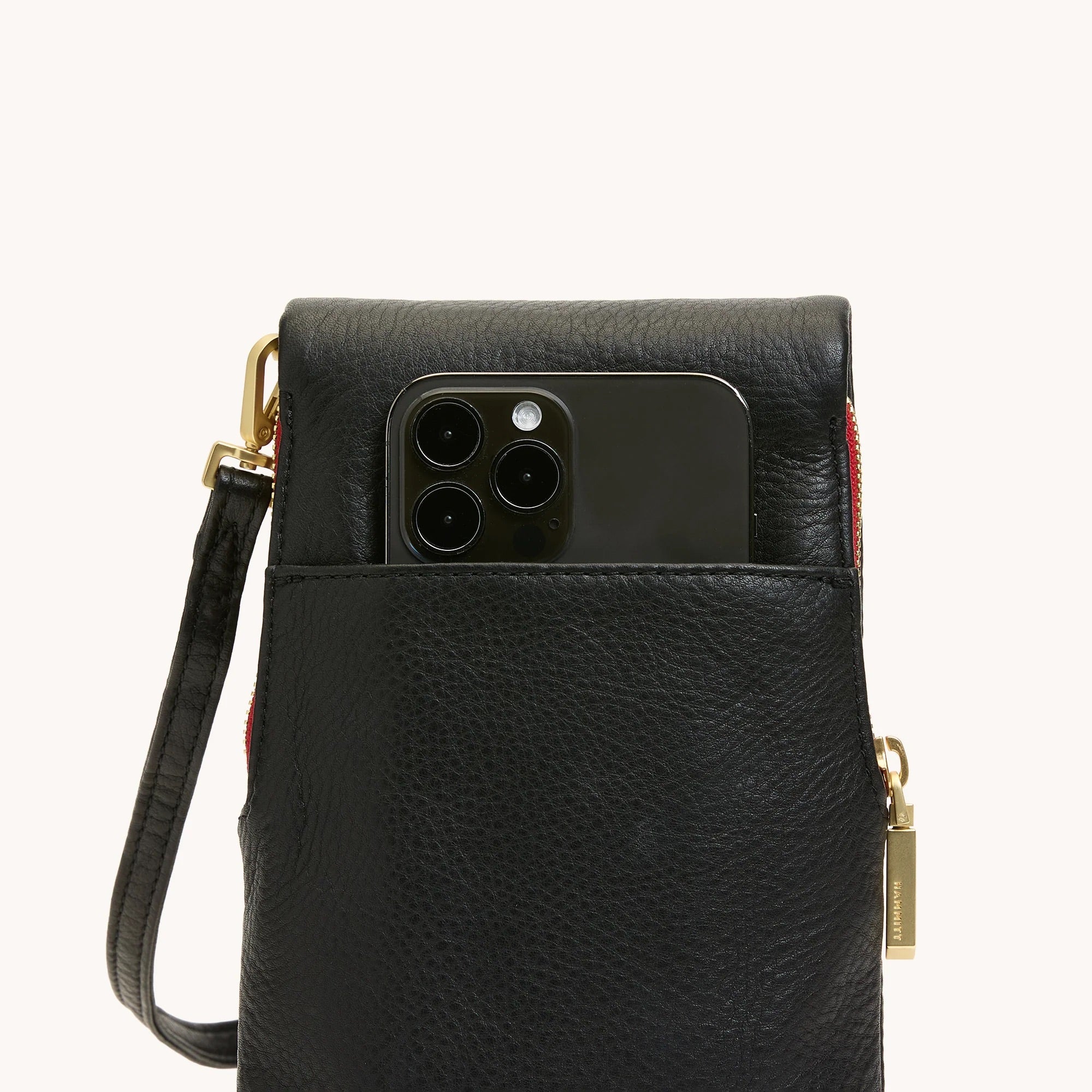 Hammitt VIP Mobile Phone Bag giraffe/brushed gold red zip