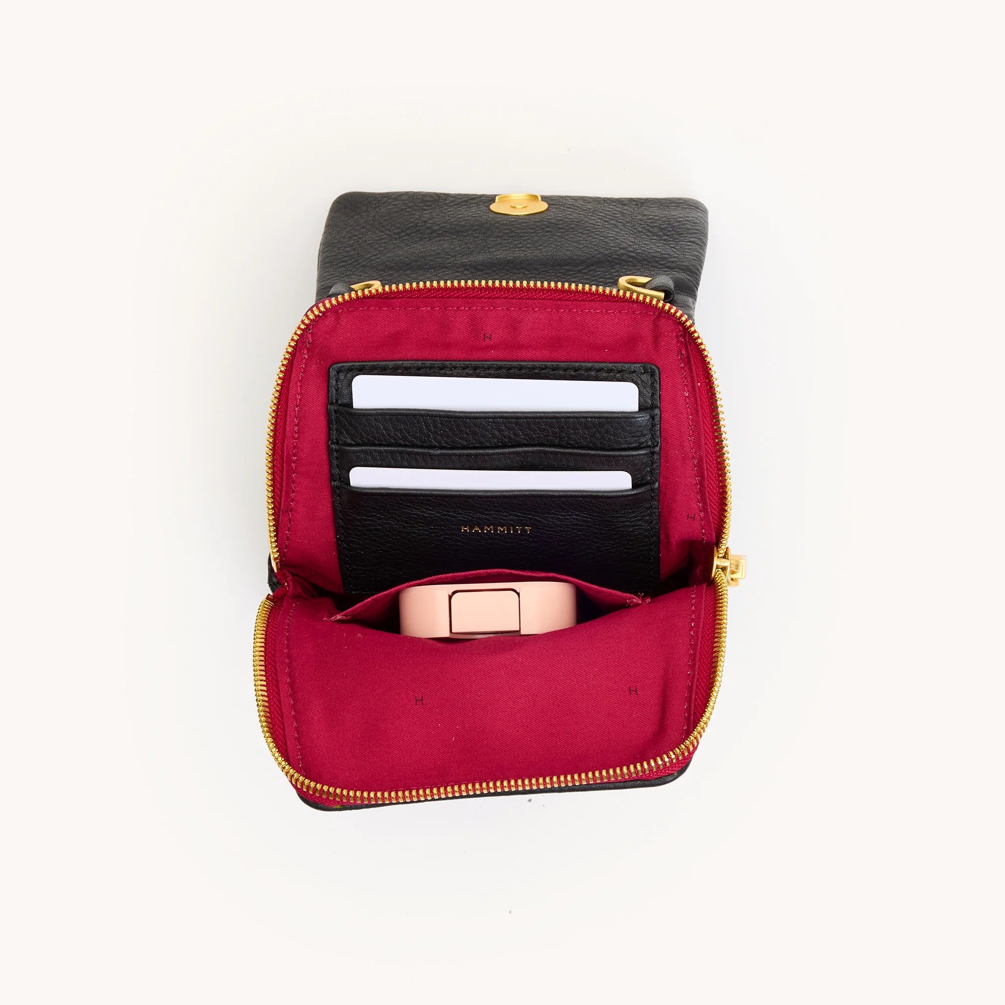 Hammitt VIP Mobile Phone Bag giraffe/brushed gold red zip