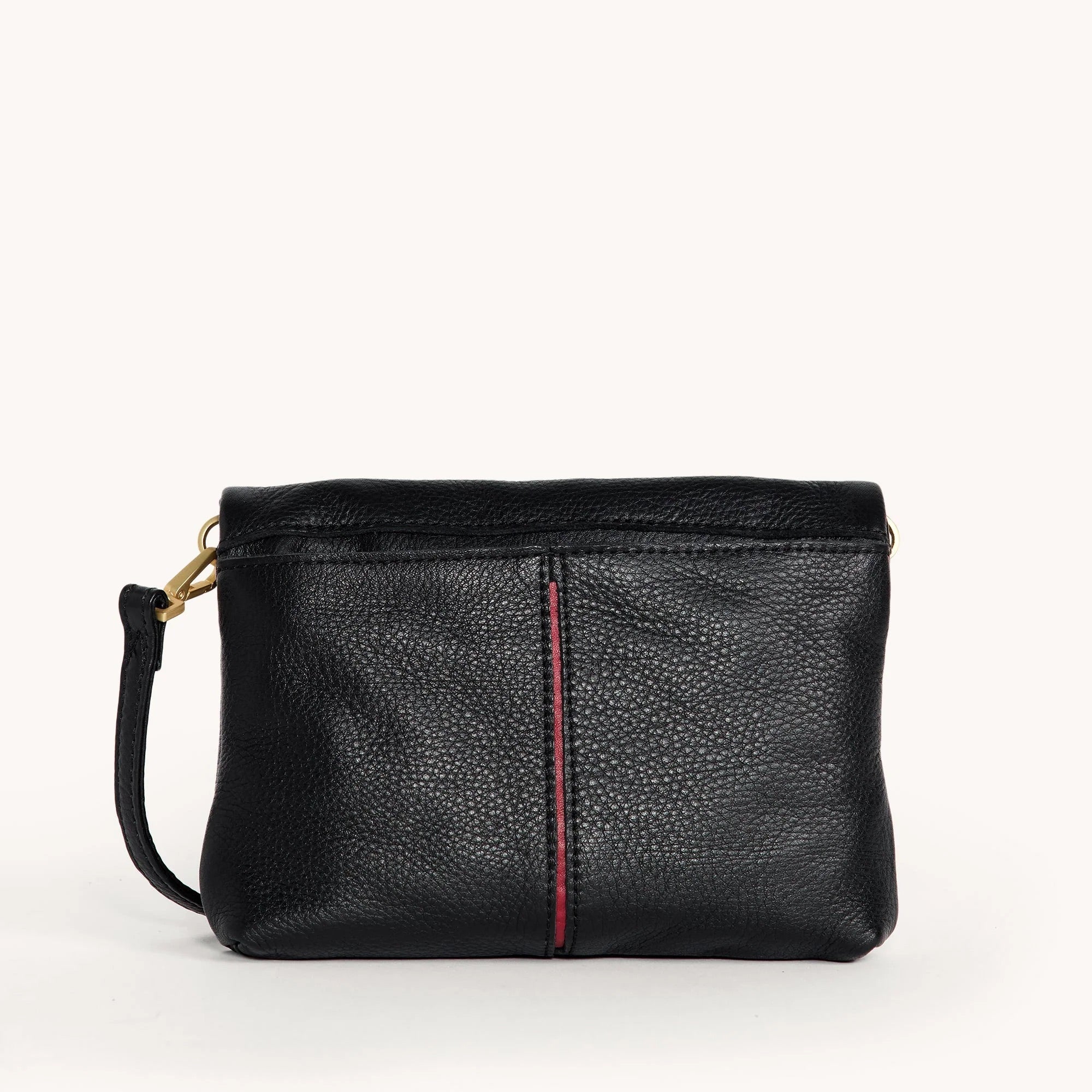 Hammitt VIP Sml Crossbody Clutch black/brushed gold red zip